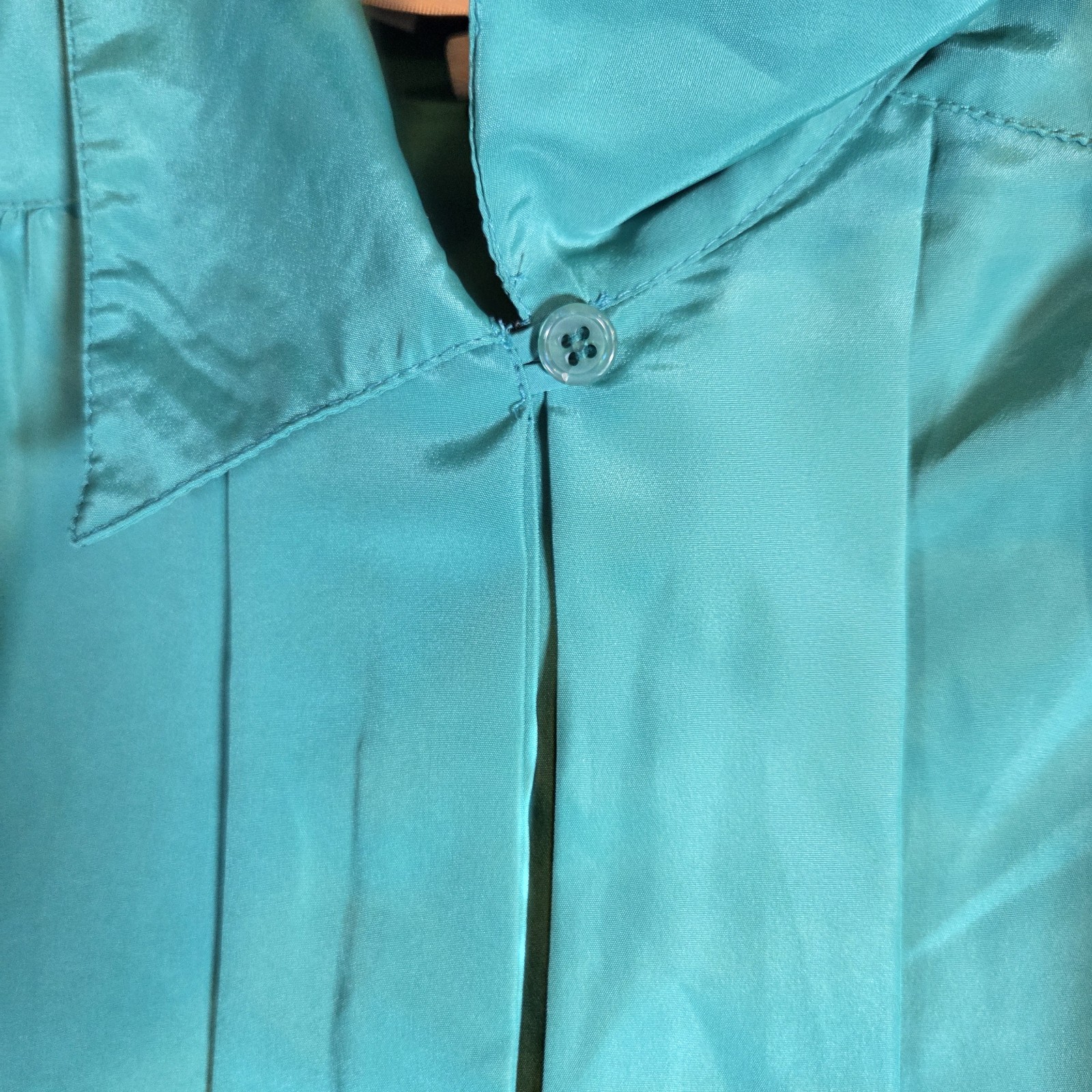 VTG Impressions of California Women Blouse Sz 12 Green Satin Long Sleeve 80 90s