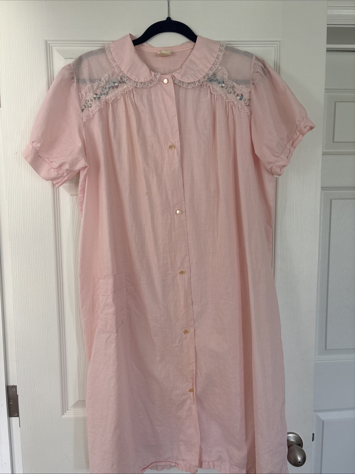 Vintage 100% Cotton Light Pink Charmode House Dress Sz L