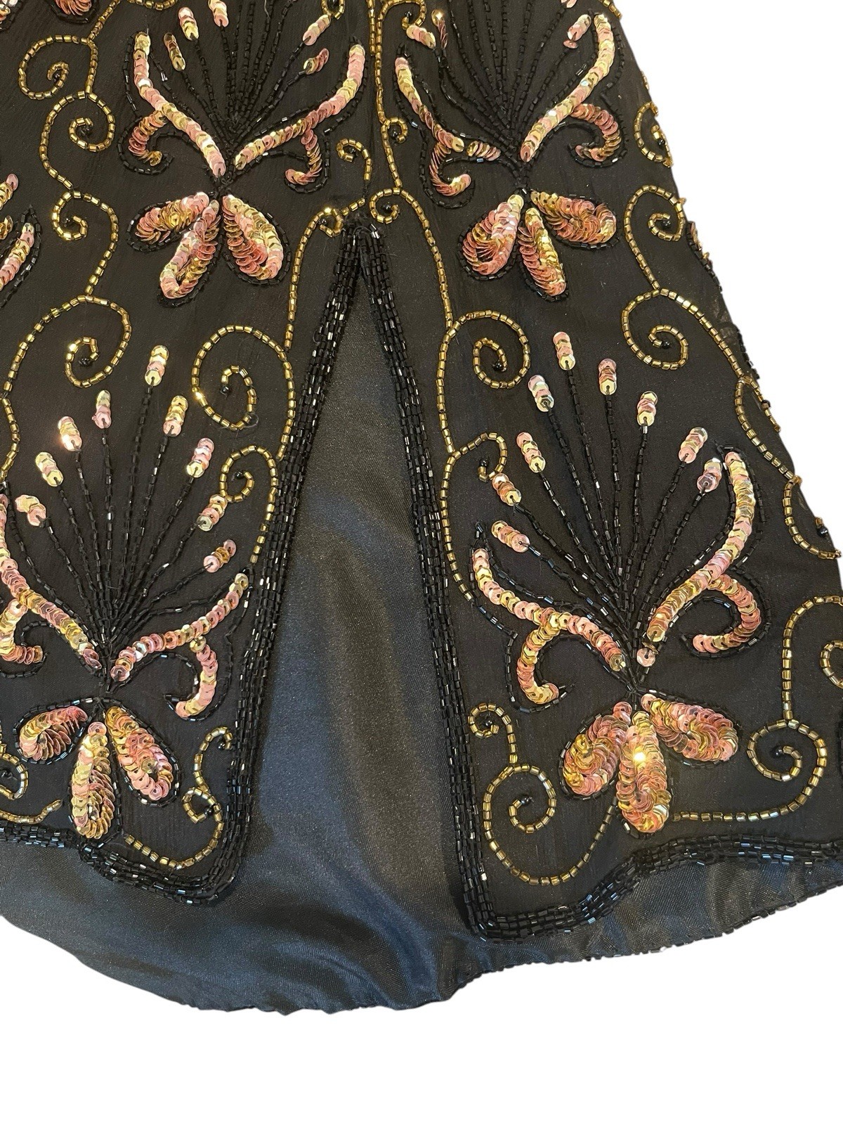 Stenay Vintage 80s Beaded Sequined Blouse 100% Silk Chiffon Sleeves S Party
