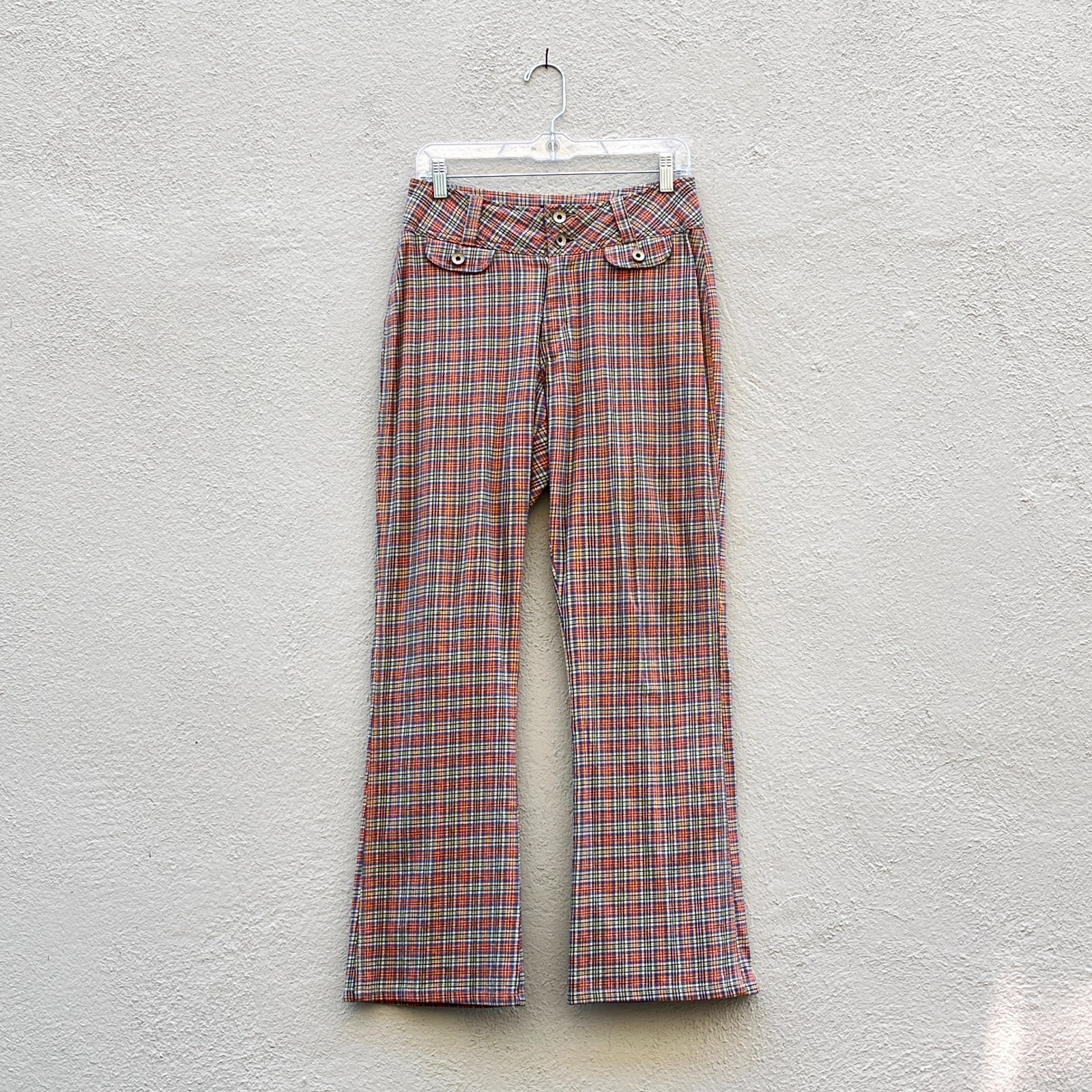 Vintage 90s Y2K JNCO Denim Girlie Stuff Orange Plaid Pants 30″ W