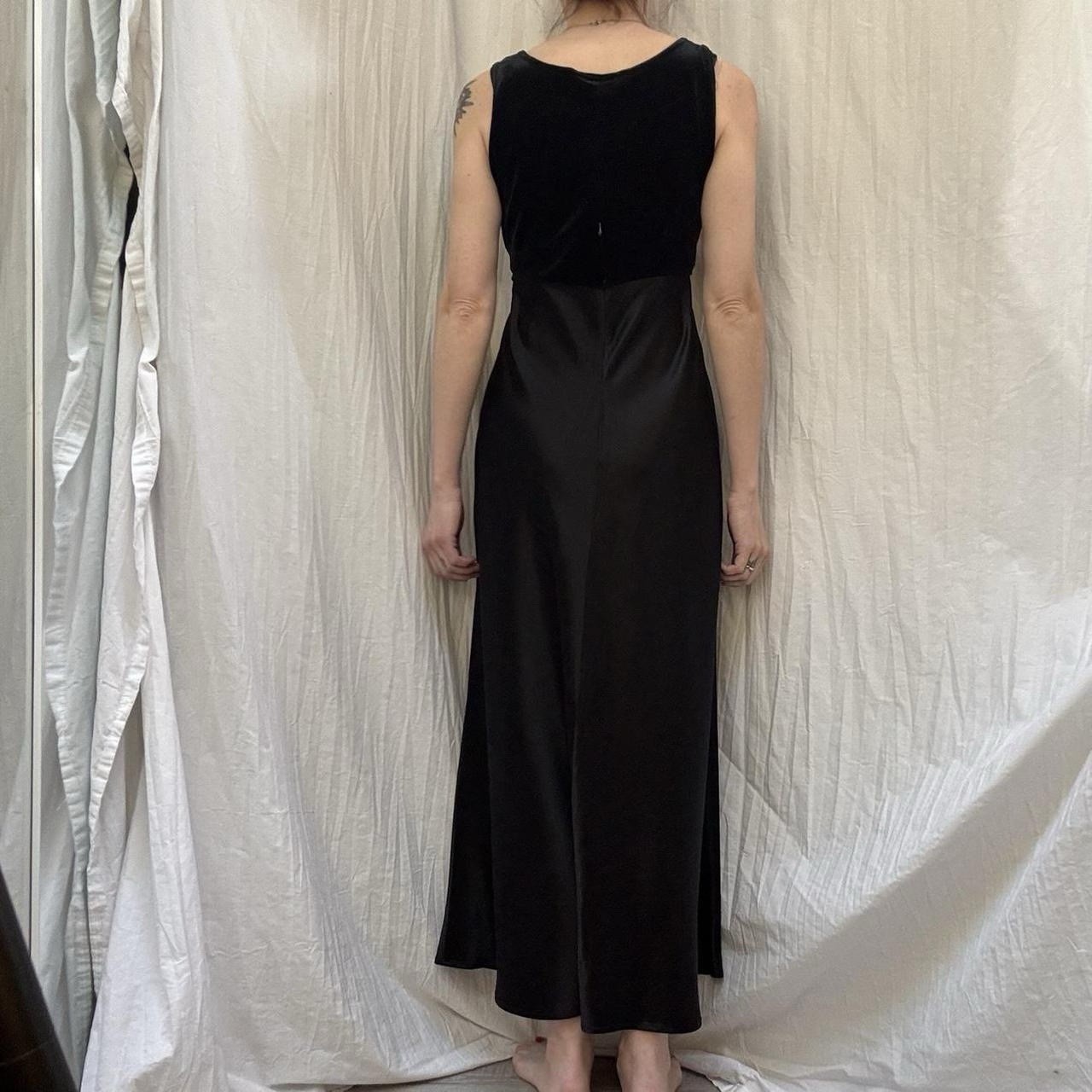 Black Velvet And Satin Maxi Dress By CDC Vintage 90s Size S/M Whimsygoth Witchy