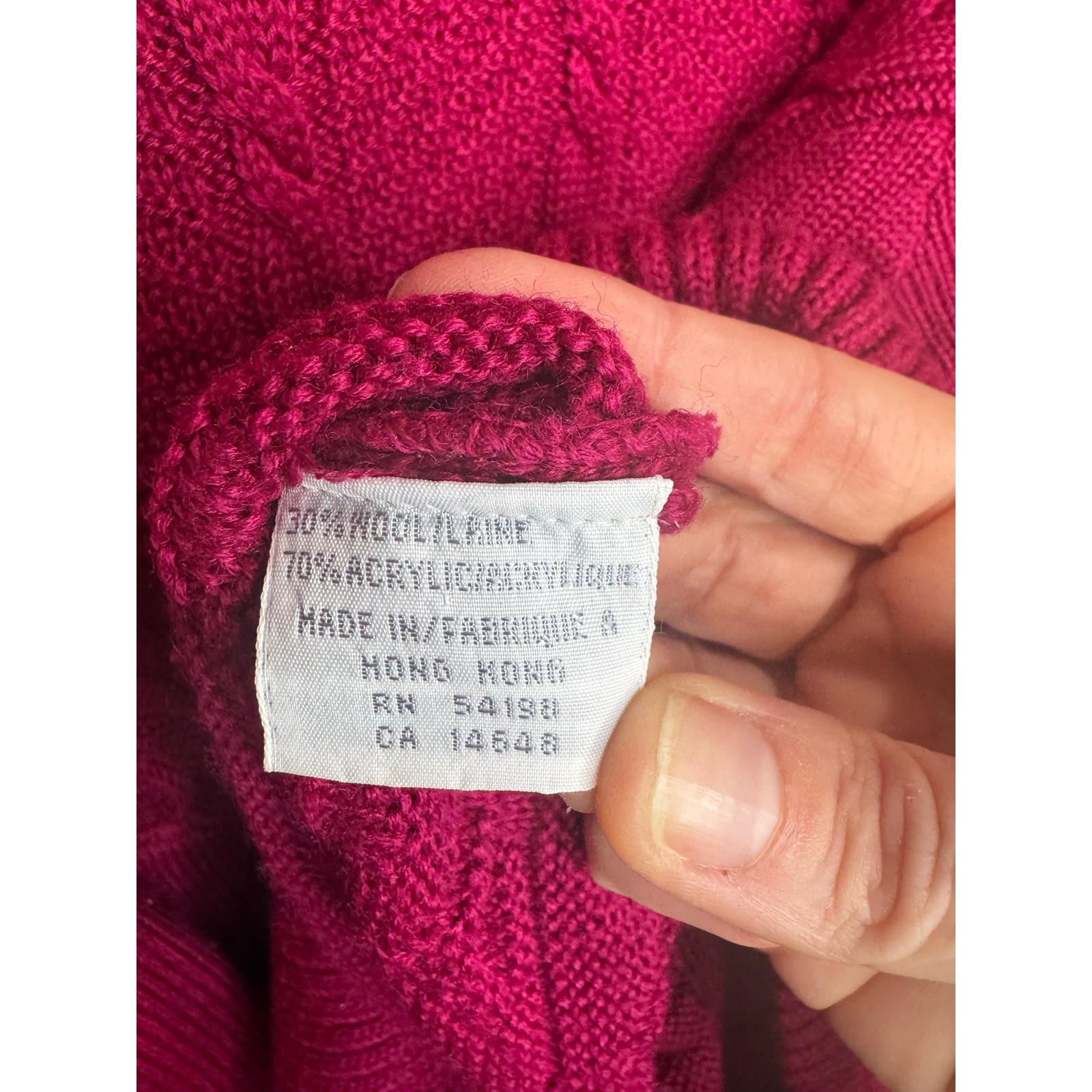 Vintage Bogner Magenta Turtleneck Sweater Wool Blend No Sz Tag