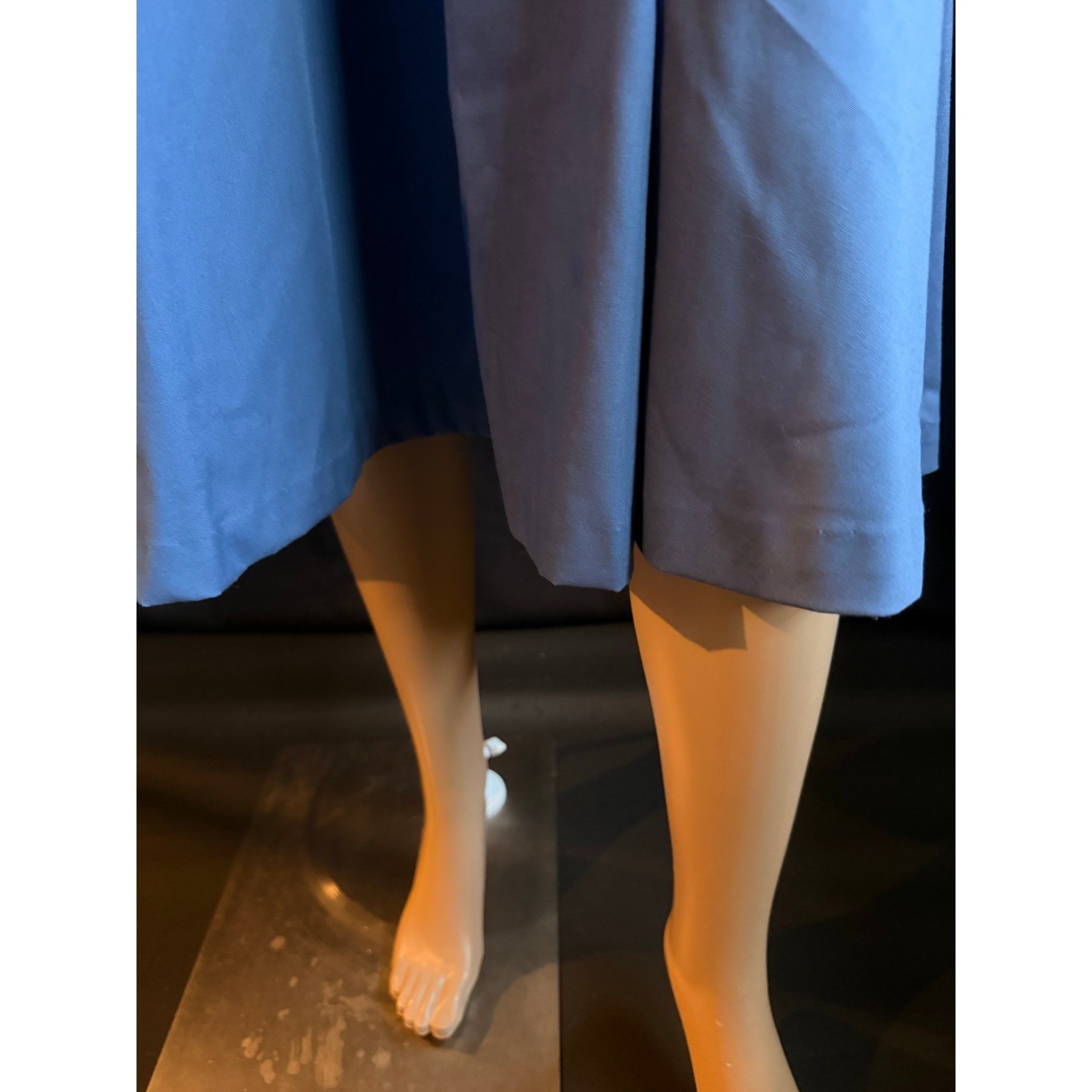 Vintage Blue Zip Front Midi Dress Short Sleeve Utility Workwear Pockets Retro