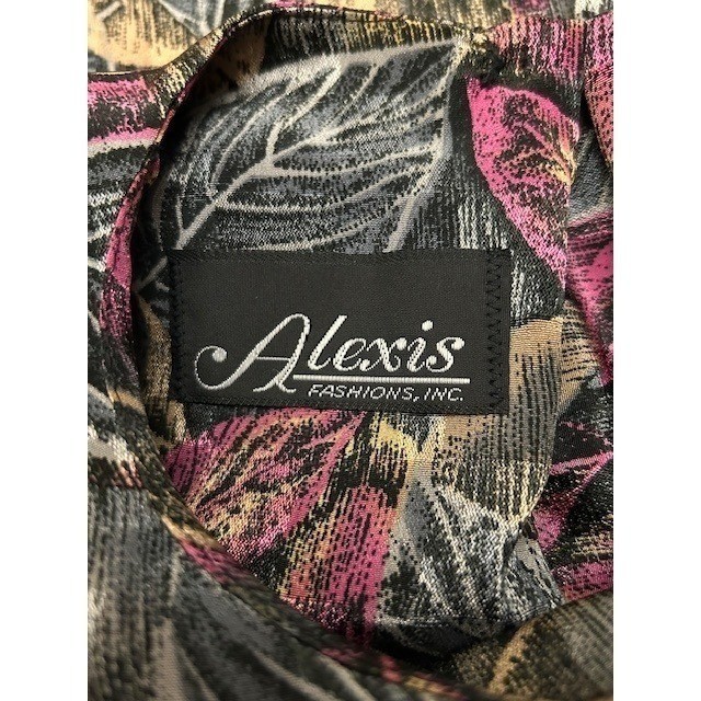 Vintage Alexis Fashions Pink Black Drop Waist Pleated Midi Dress 80s Size Small