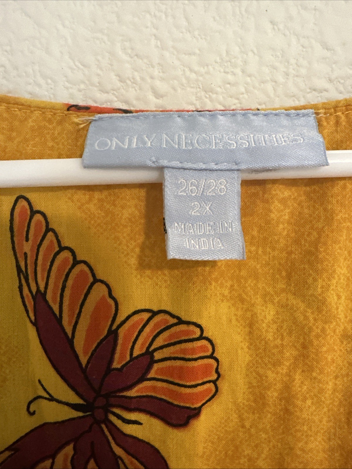 Vintage Y2K Only Necessities Women’s House Dress Yellow Butterfly Print 2X 26/28