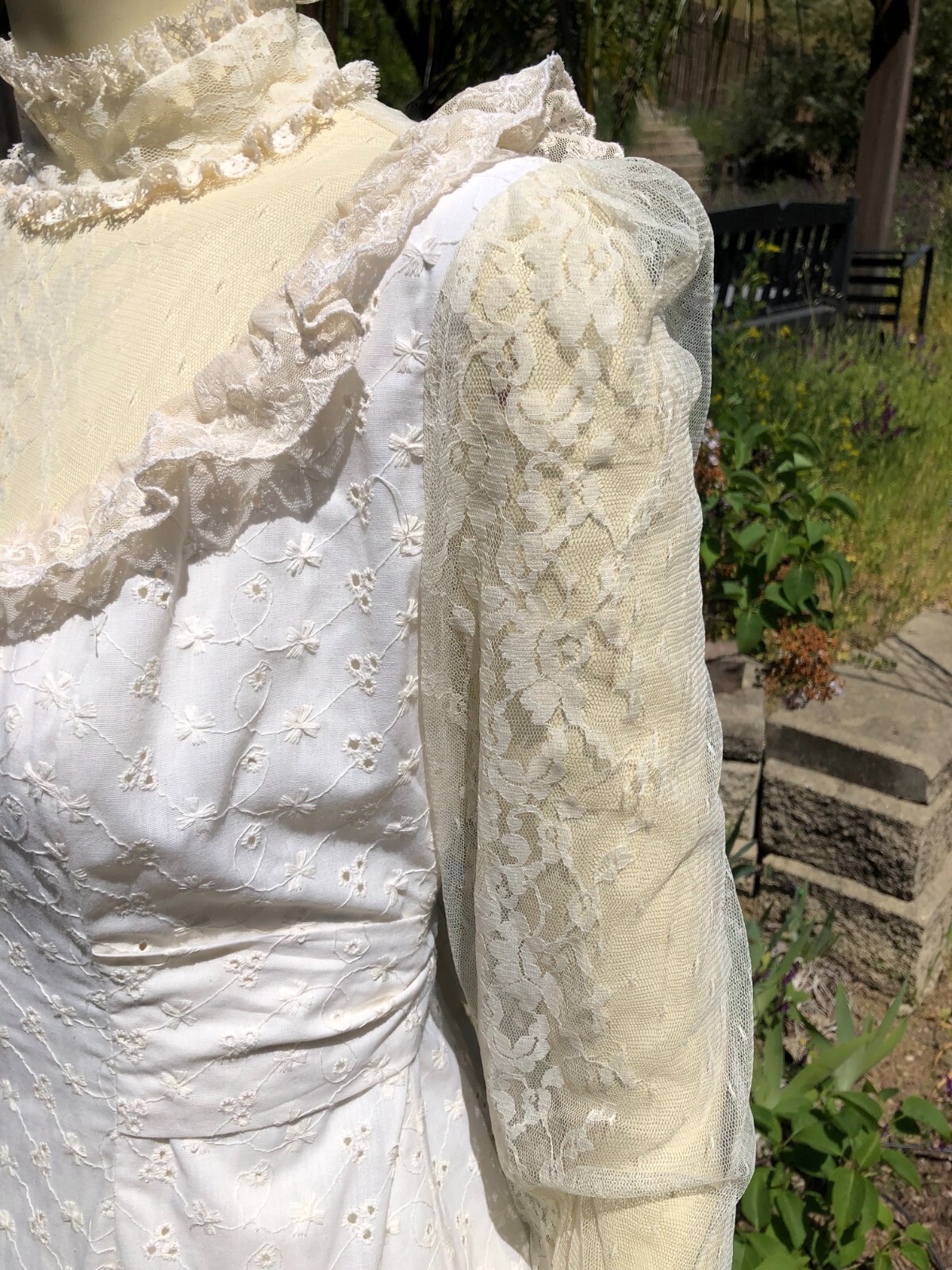VTG Susan Lane Country Elegance Cottagecore Prairie Lace Wedding Dress sz 10