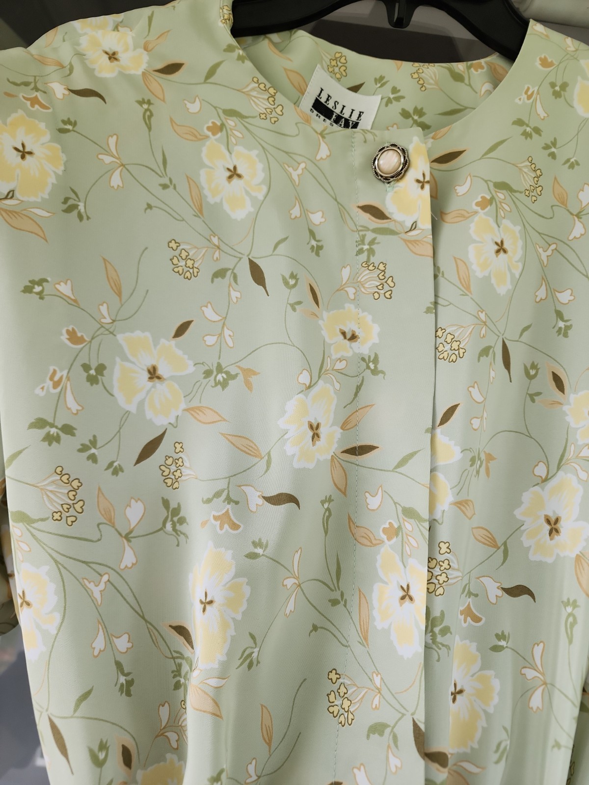 Vintage LESLIE FAY Floral Pleated retro swing Dress Belted 12 Longline Tea Midi