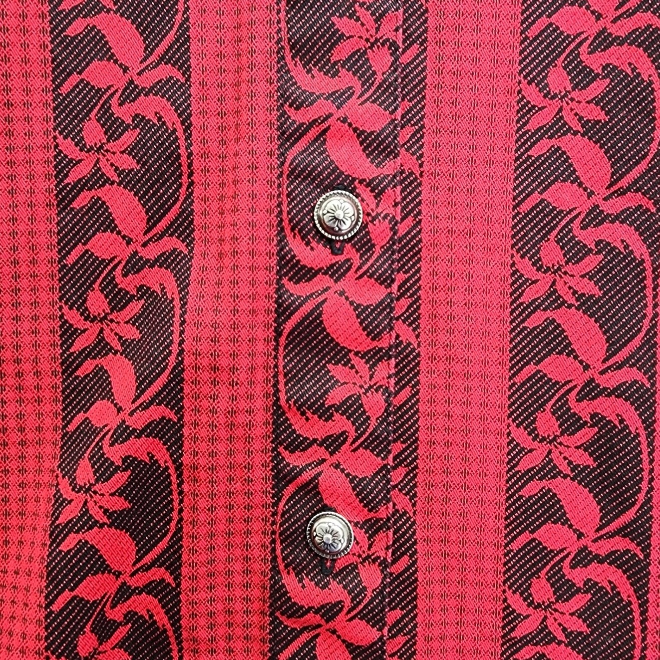 Vintage 80s Wrangler Silver Lake Top Womens M Red Black Long Sleeve Western