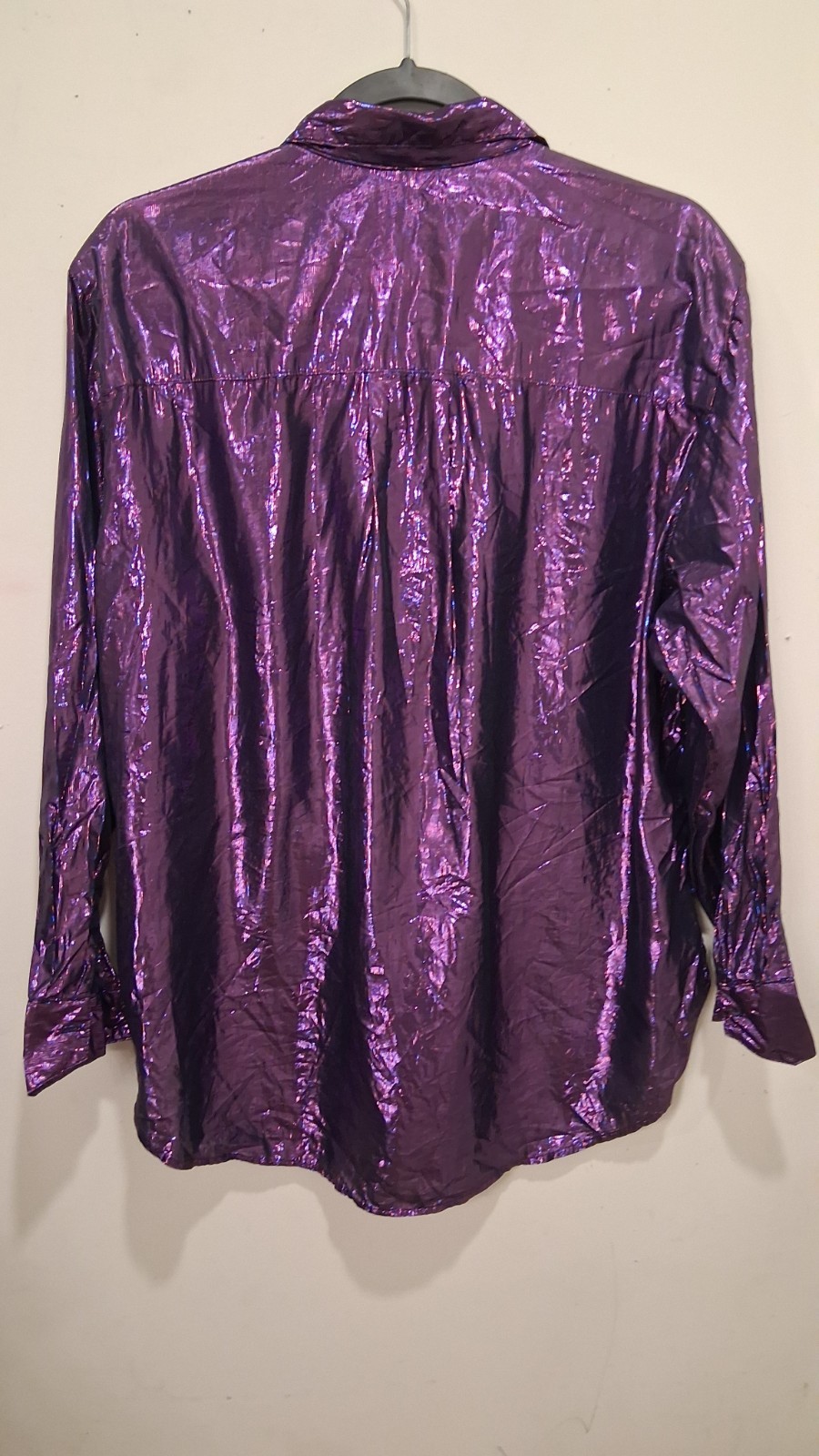 Vtg „Year Of” Metallic Purple Lightweight Long Sleeve Blouse/Top Button Up Med