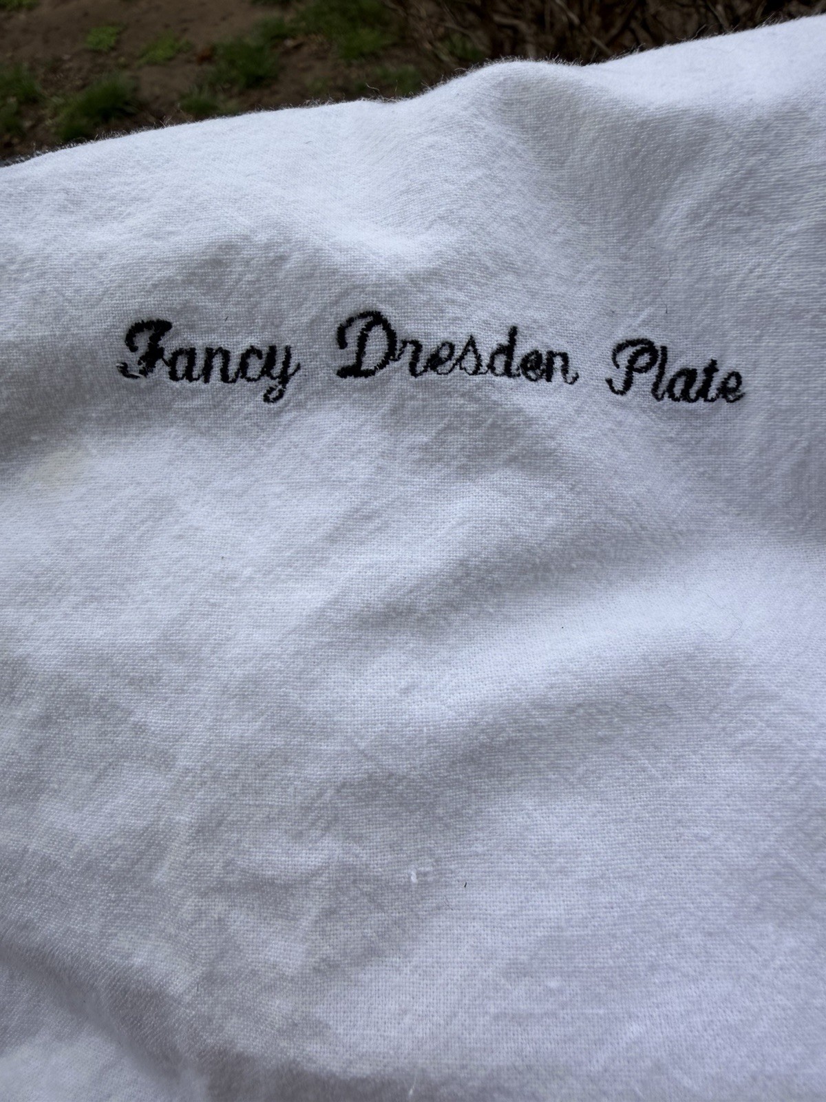 Vintage 80s Stitches white Dresden plate patchwork embroidered XL shirt cottage