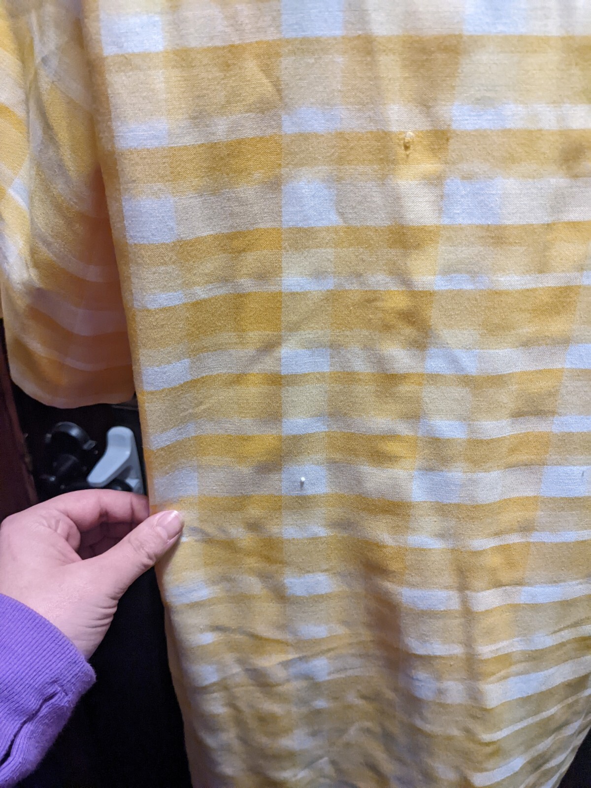 Vintage 1960s MCM Skimma Yellow Plaid House Dress 3/4 Zip Large