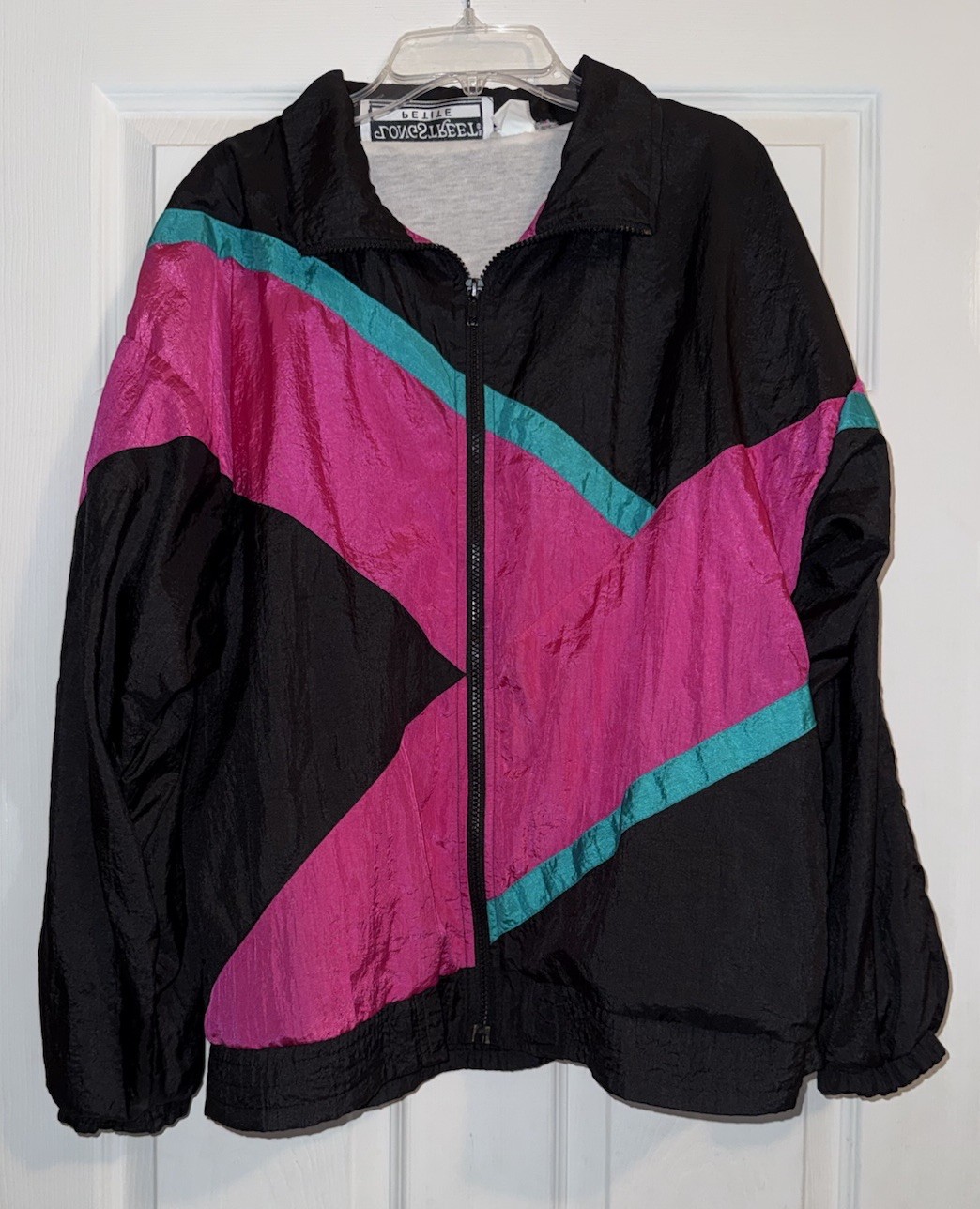 Vintage Longstreet Petite Large Windbreaker Track Jacket 80s/90s EUC Pink Green