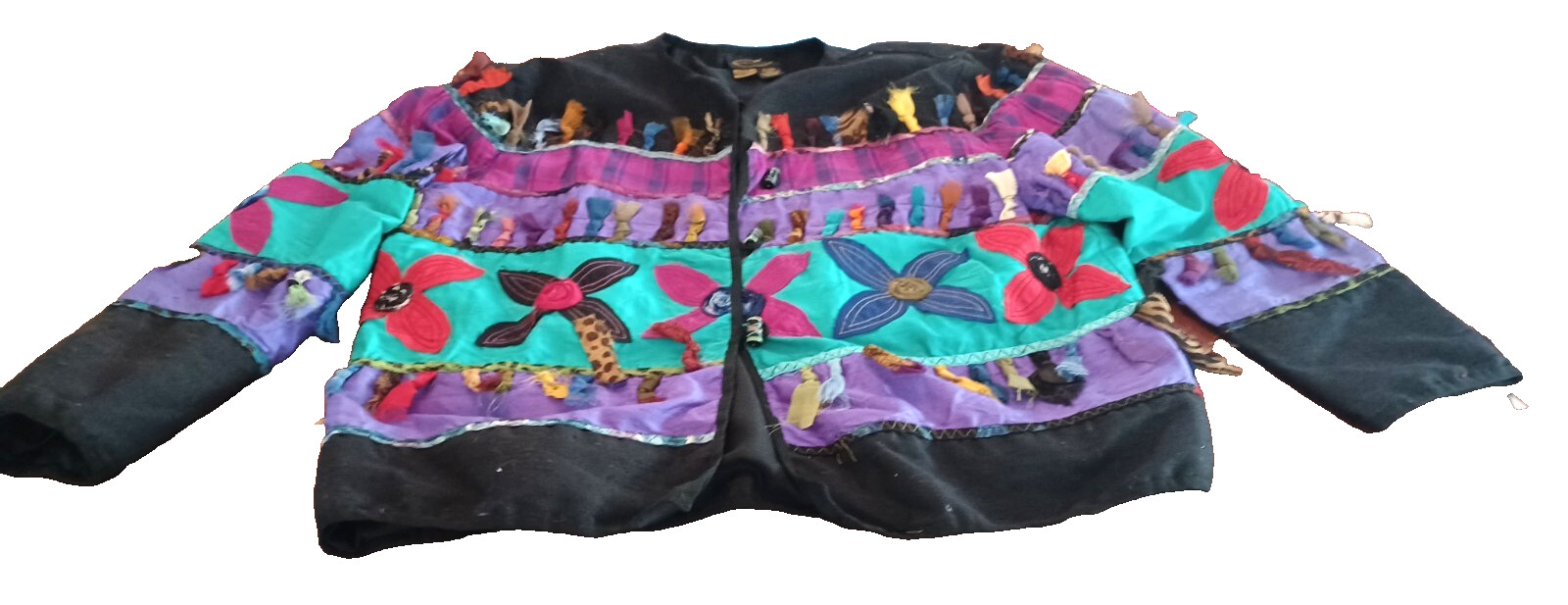 Allure Vintage 90S Silk Art Deco Boho Coat Jacket Cover Up Toggle Closure Sz XL