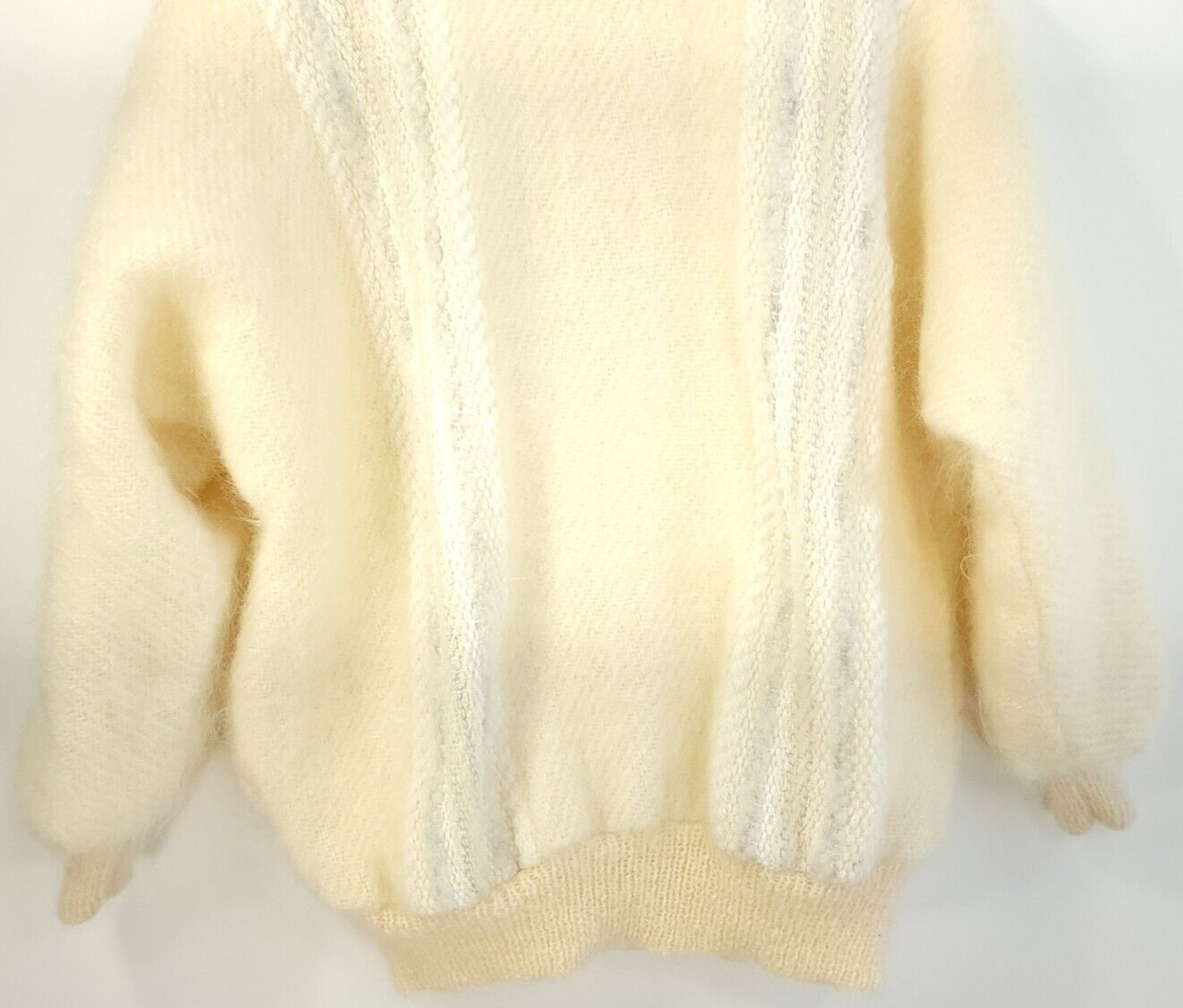 Vintage Wool Mohair Zip Front Sweater Jacket Jinx Senior Women’s Medium Cream