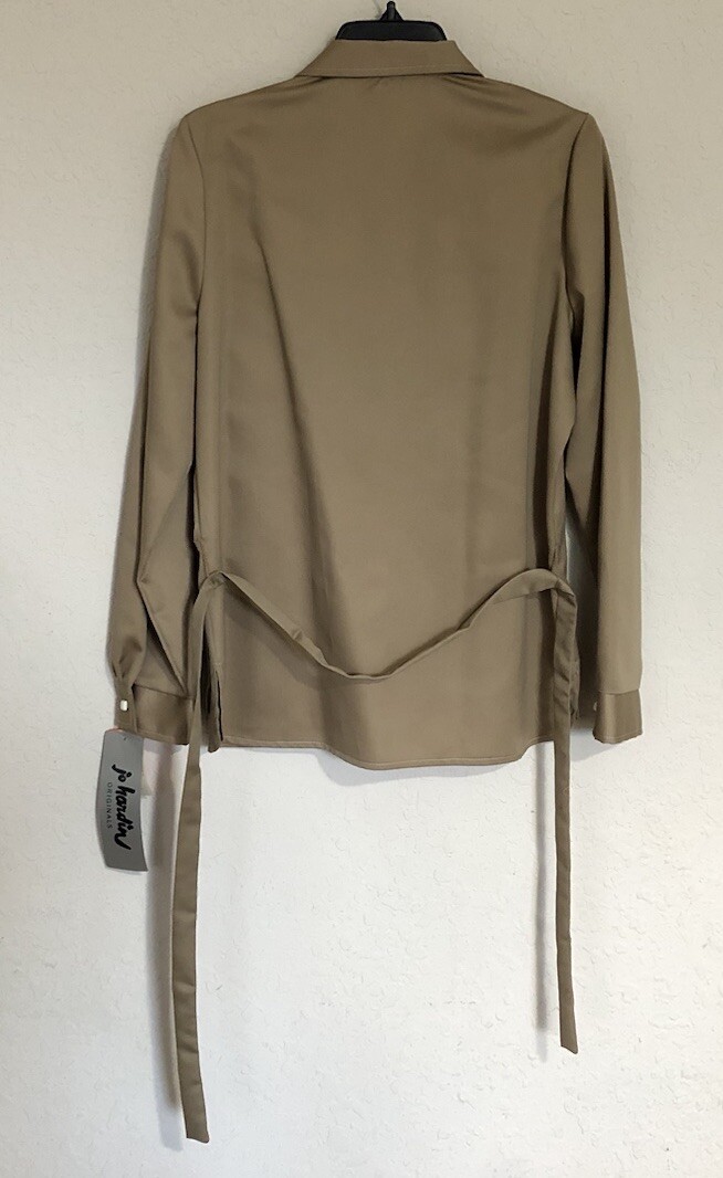 Vintage Jo Hardin Originals Dallas Khaki Tan Belted Jacket Top Shirt Sz 16 Tags