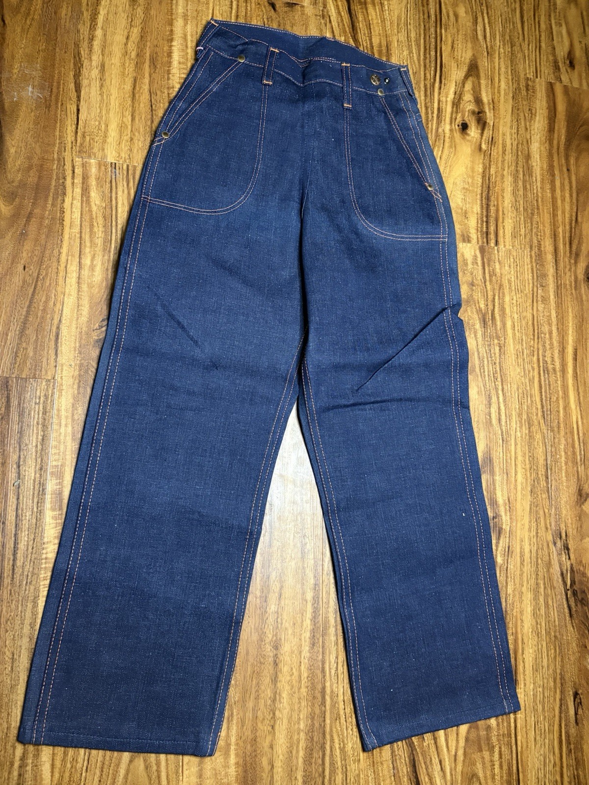 VTG NOS 60s BLUE BELL Girls Denim Sanforized Side Zip Jeanies Sz 8 Indigo Blue