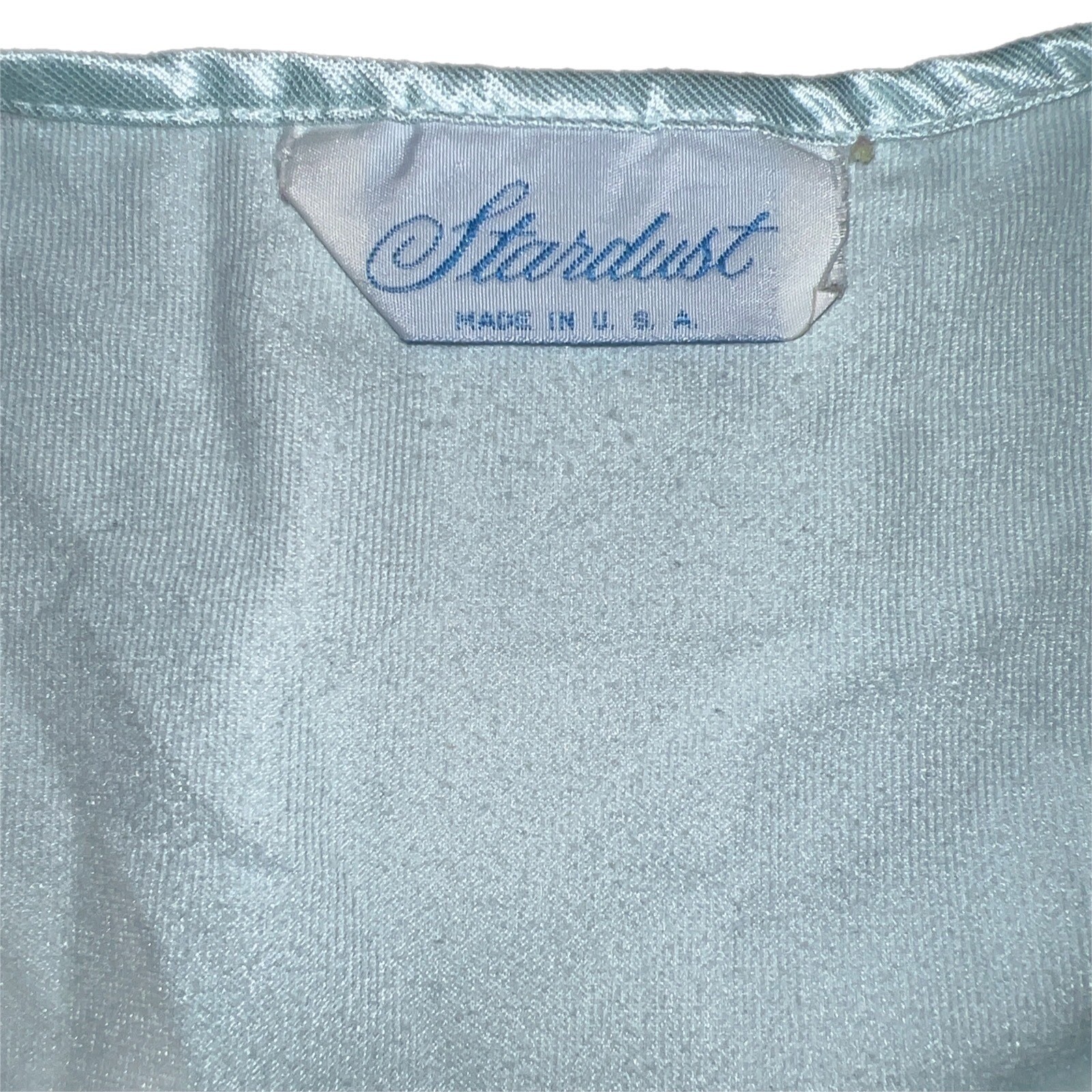 VNTG STARDUST Maxi Tiered Aqua Blue SATINY Cottony Lining NIGHTGOWN M