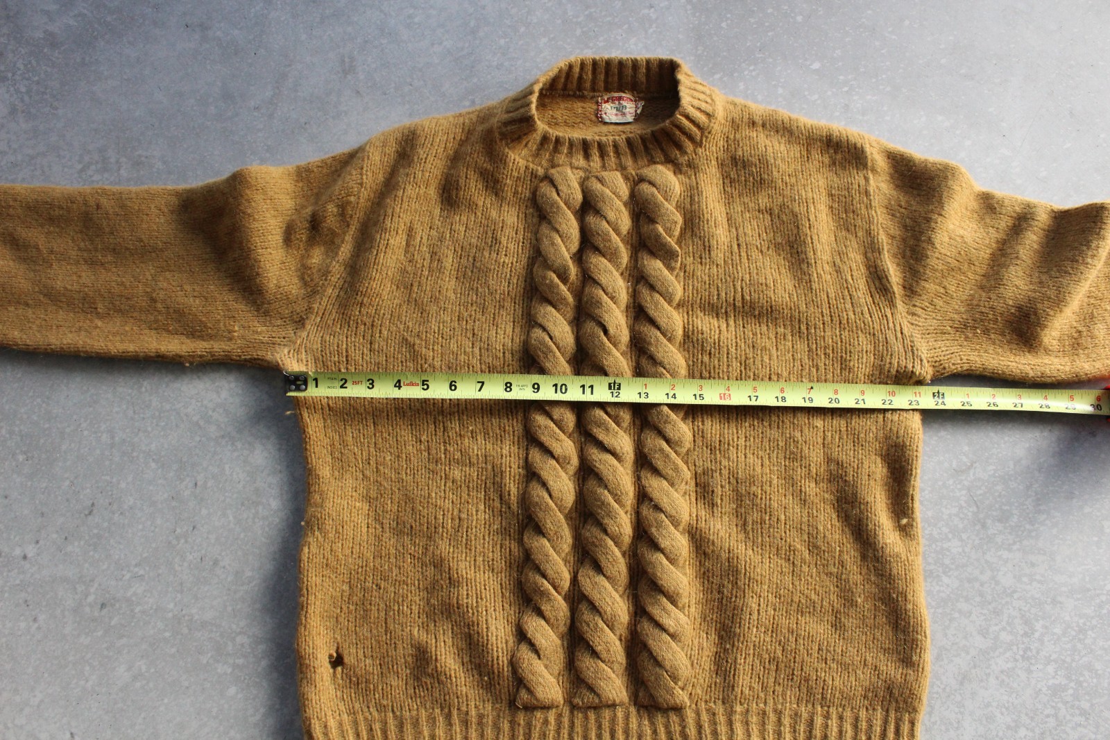 Vintgage 1950s Mcgregor Pub Shetlandwool mustard yellow knit sweater mens sz L
