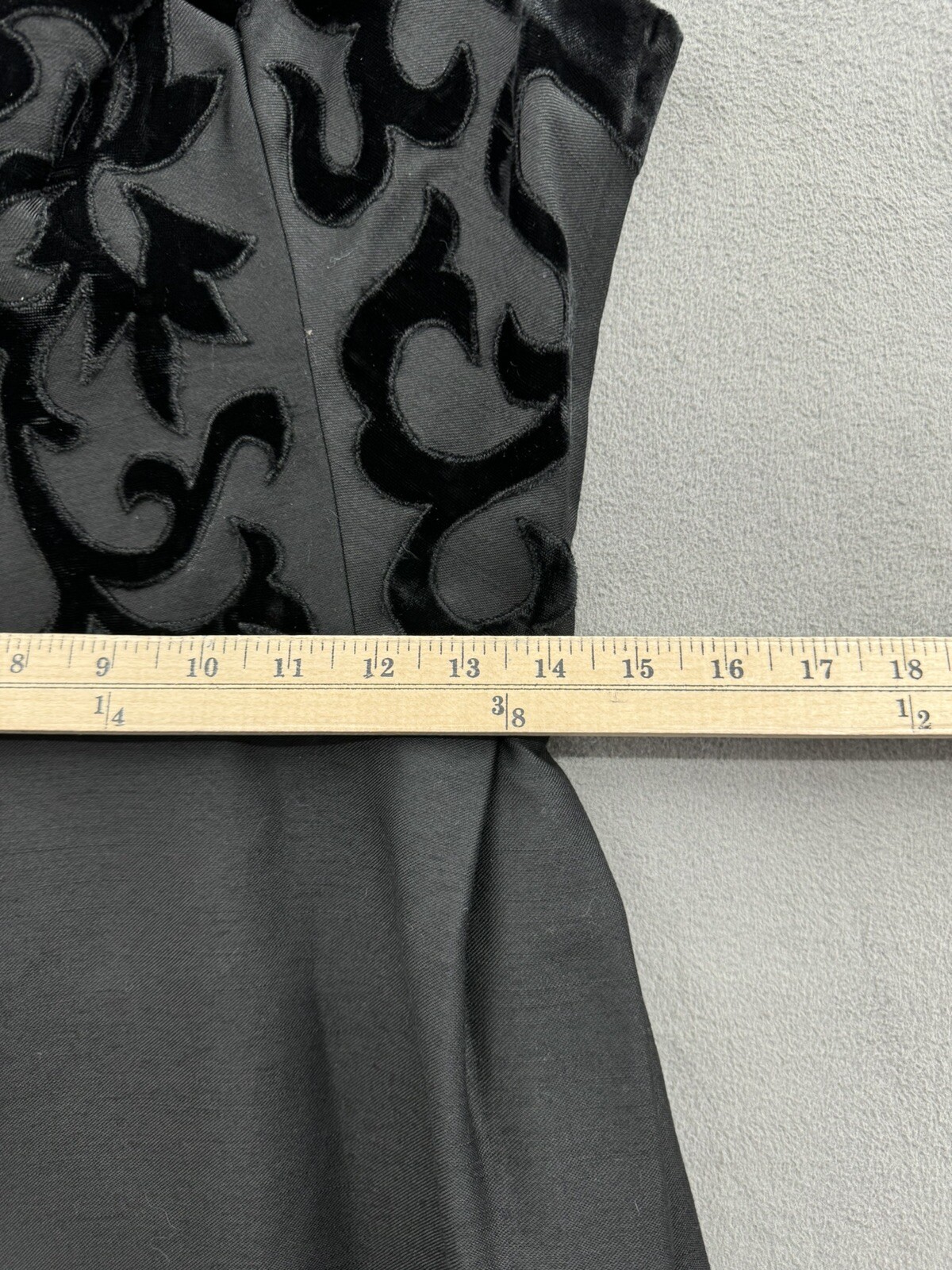 VTG 50’s 60’s Women’s Black & Velvet Wool Evening Dress Tag See Measurements