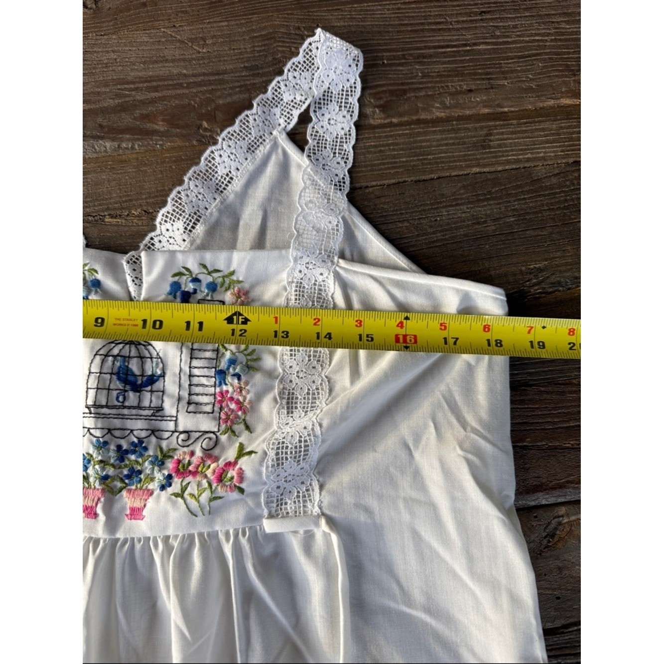 Sears Vintage embroidered bird floral cotton gown and duster set NWOT small