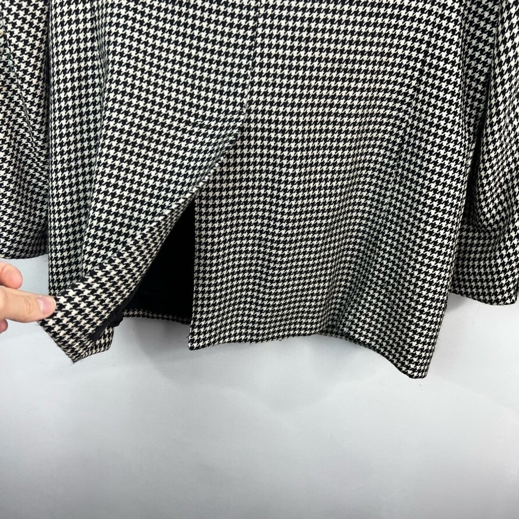 Vintage 80s 90s pure wool black white houndstooth old money oversized blazer 10