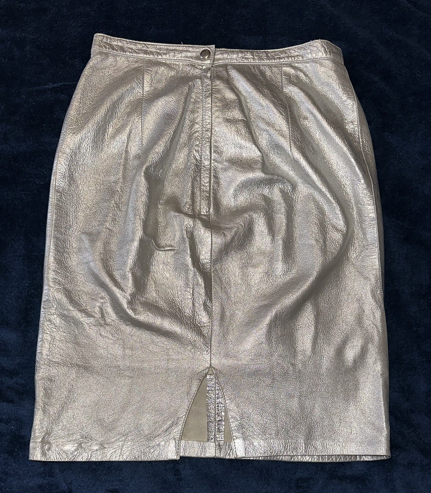 Lot 2 80s/90s Vintage Leather Teal/Silver Pencil Skirts 6,Liilie Rubin/Carabella