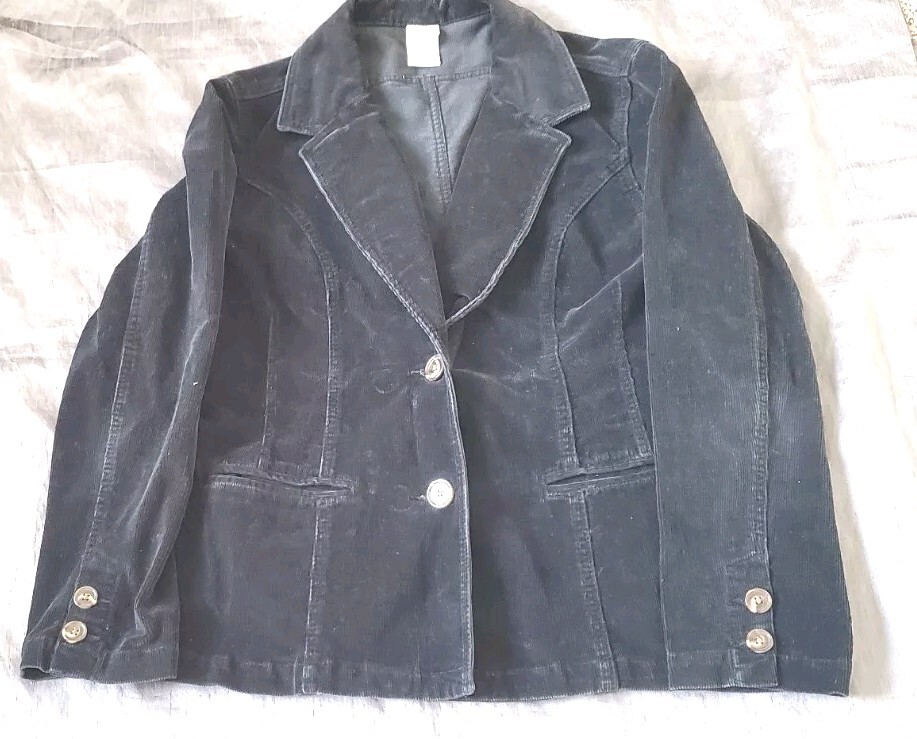 VTG Faded Glory Blazer Jacket Velour Velvet Womens black Sz XL(16/18 )90s