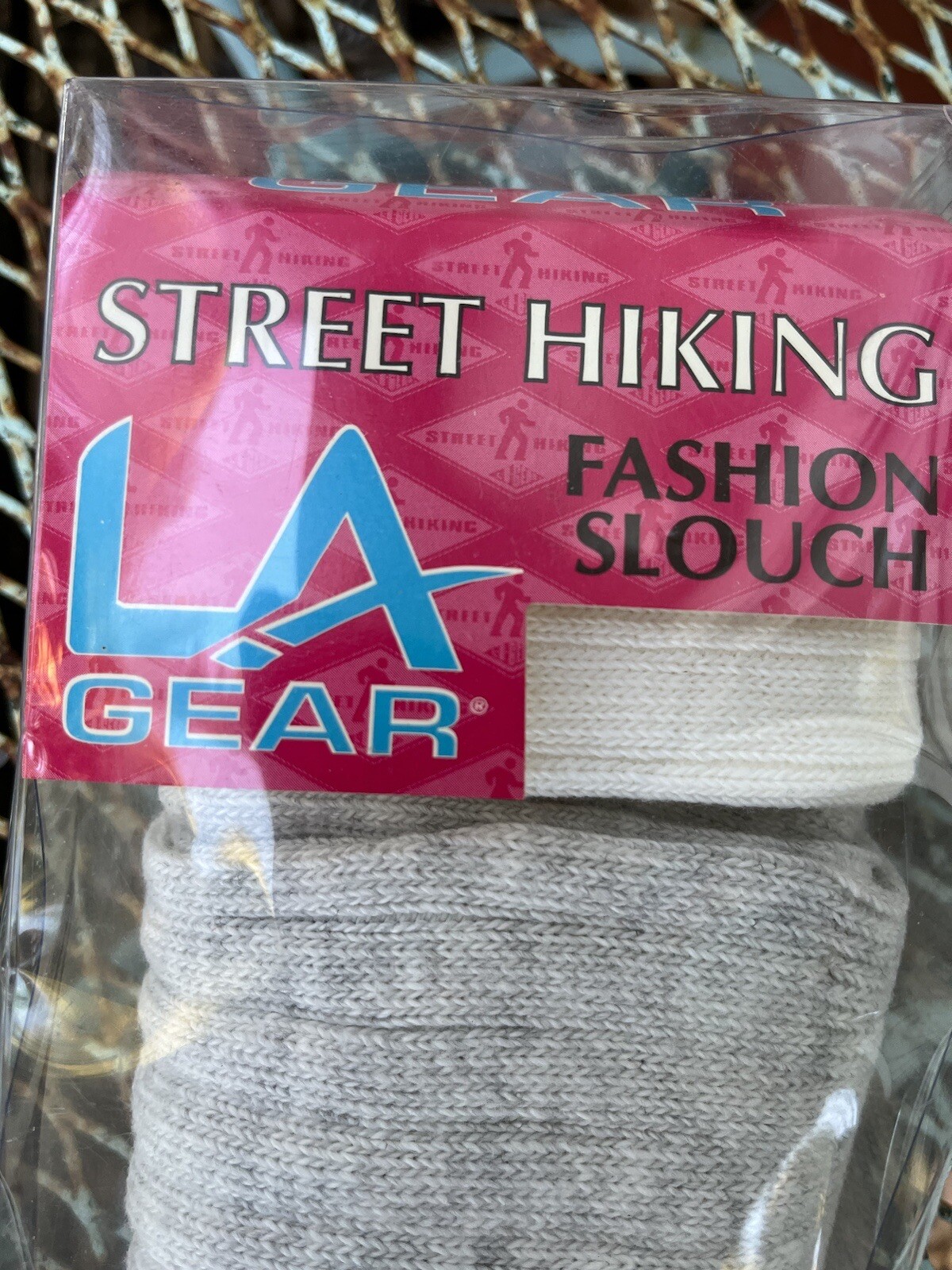LA Gear Street Hiking Fashion Slouch Socks 3 Pr White Black Heather Gray Vtg 90s