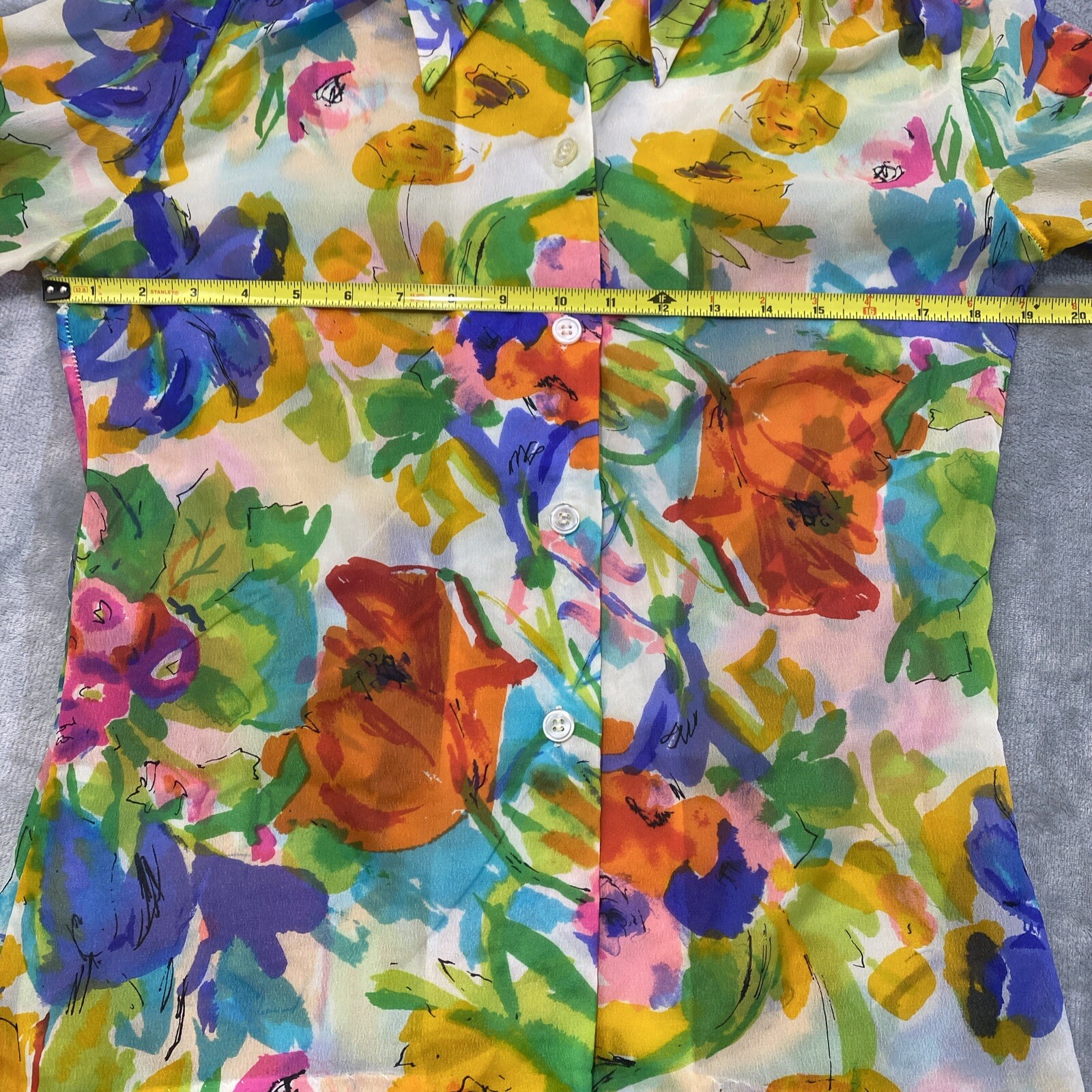 Vintage 70’s Retro Button Down Shirt Blouse Top Lady Arrow Oversized Collar Sz M
