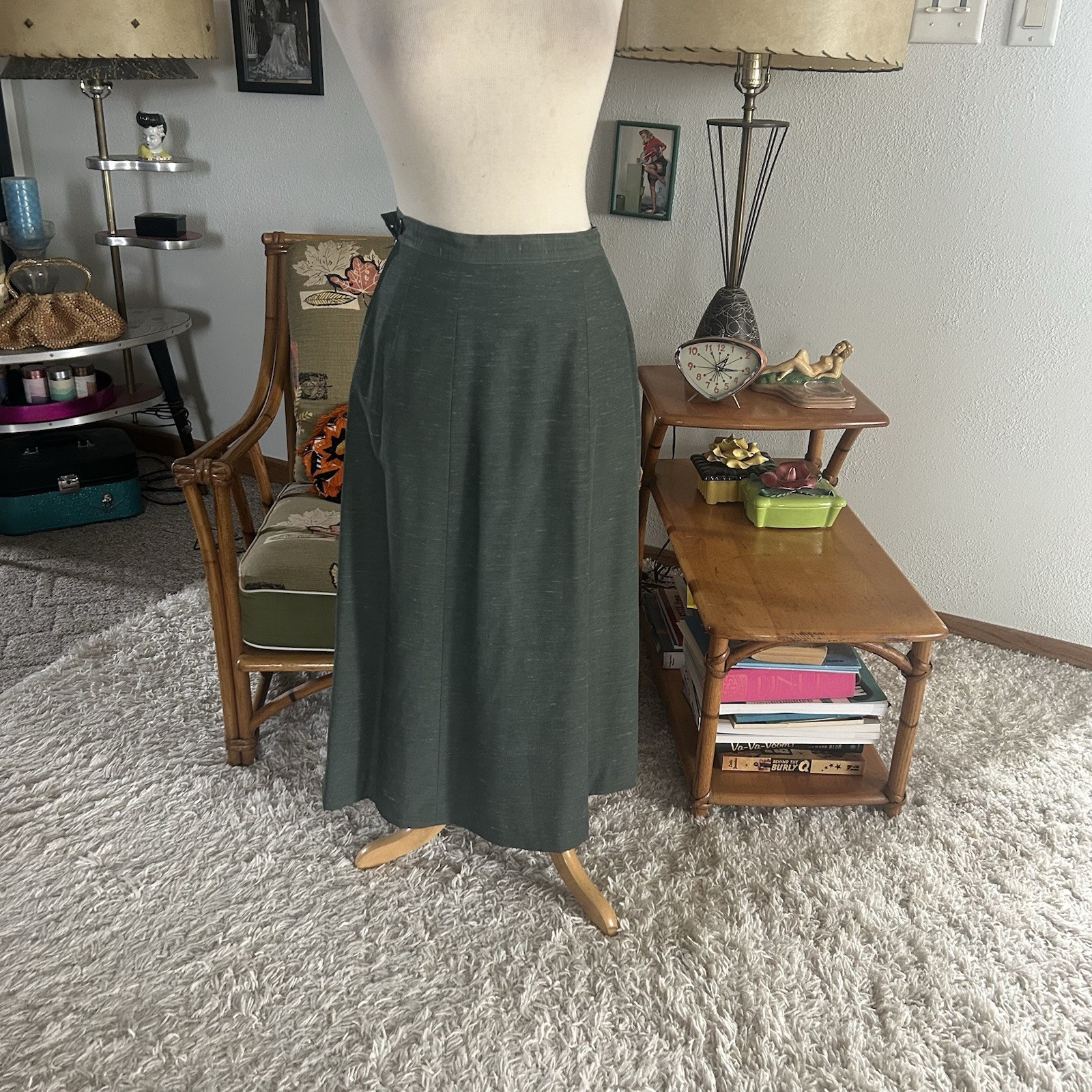 Vintage 1940s Suit Set | 1950s | Jacket | Skirt | Green | S M | 40s | 50s