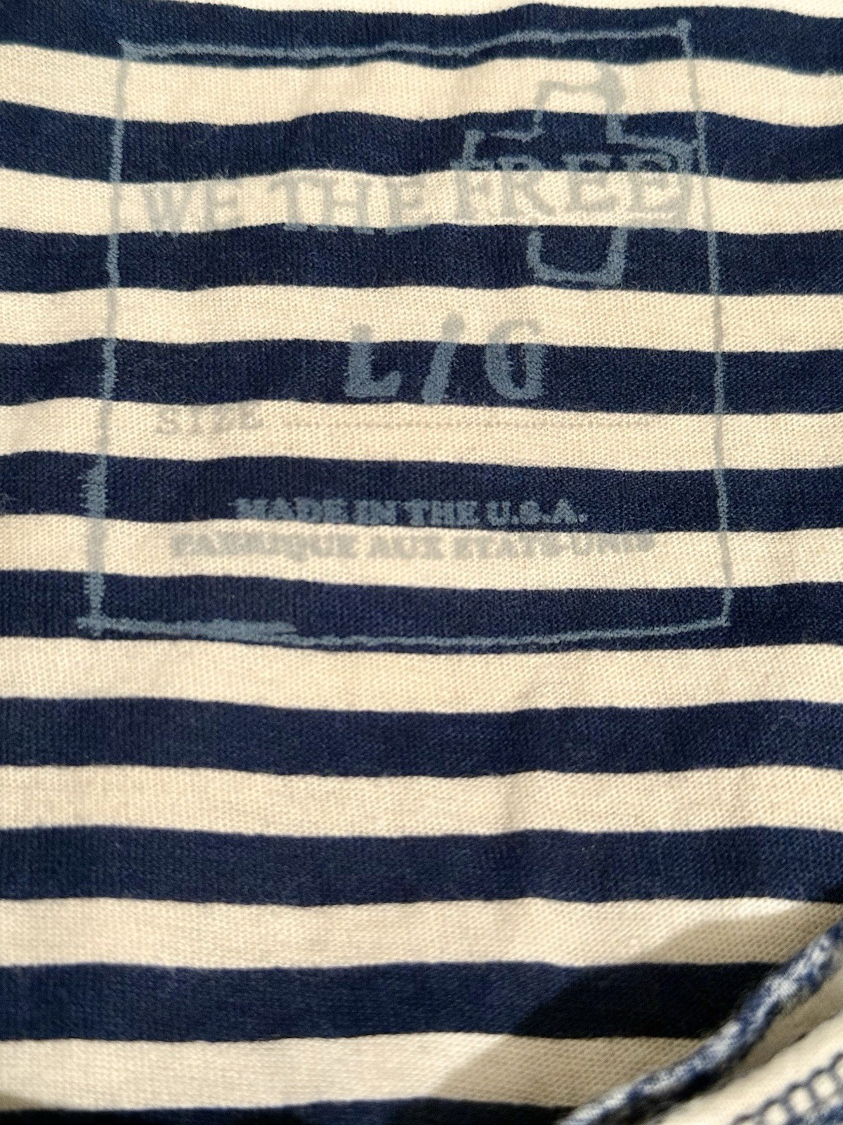 VTG We The Free USA Oversize T-Shirt Striped Distressed Cotton Women L/G