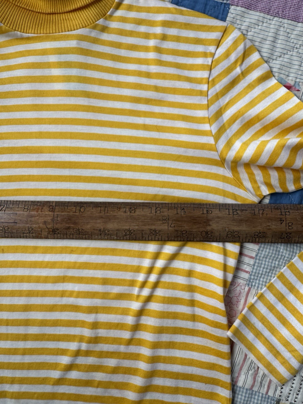 Vintage 1960s Striped Turtleneck Saks Fifth Avenue Yellow Long Sleeve T Shirt