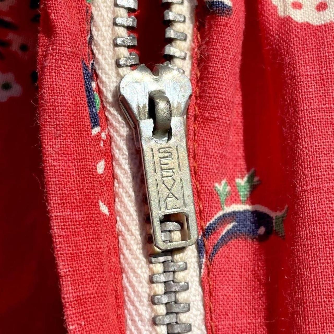 early 40s red cotton folk novelty Dutch girl & boy prairie dress pin tuck yoke