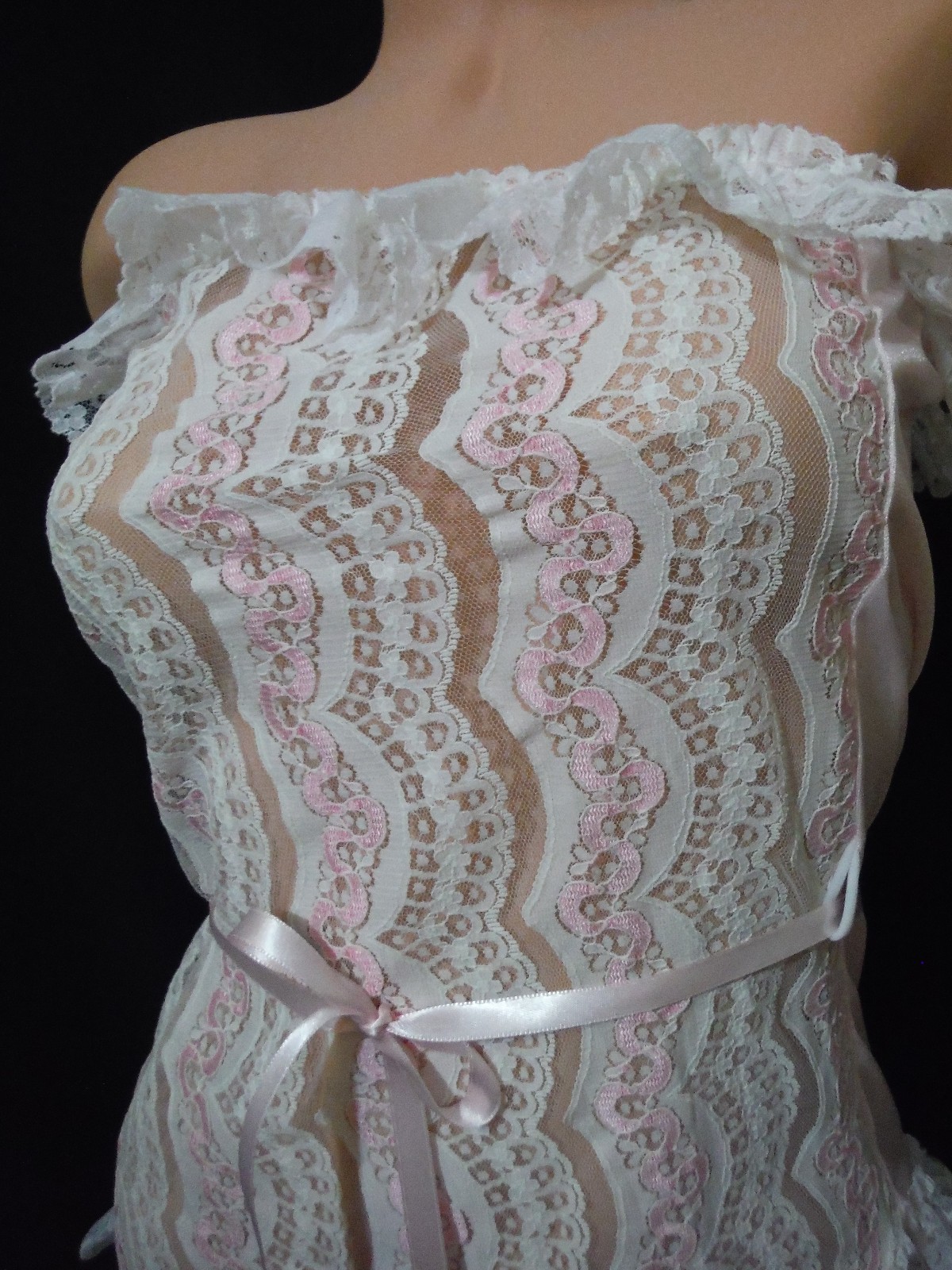 VTG 80’s New LOVES DELIGHT by Randi Strapless Teddy L Pinup Sexy Girly Frilly