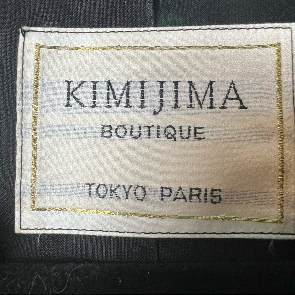 Kimijima Boutique Tokyo Paris Vintage Floral Peplum Blazer Black Designer Sz. M