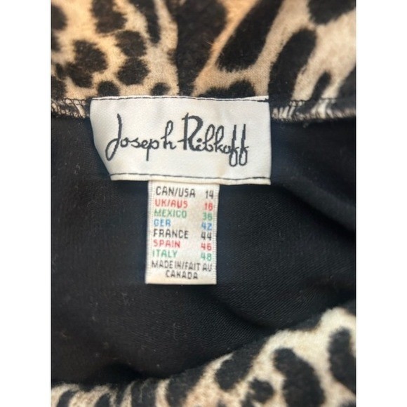 Y2K Vintage Joseph Ribkoff Cowl Neck Leopard Print Tunic Top Black Size 14