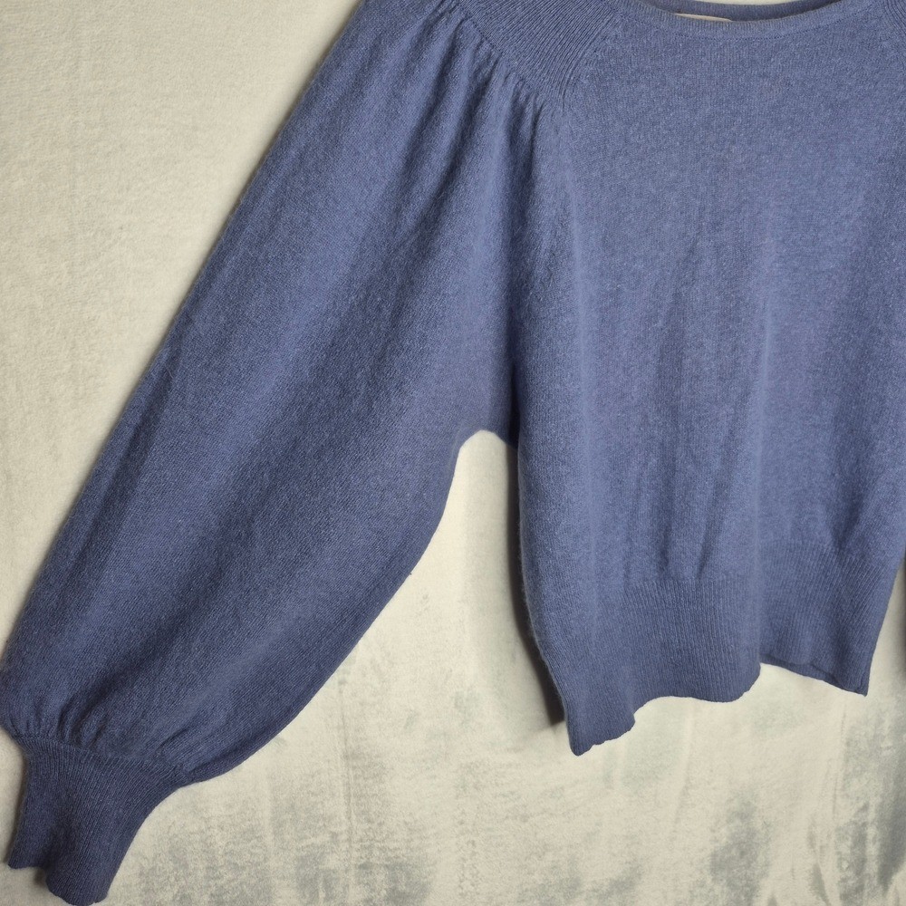 Vintage Carson Pirie Scott Angora Lambswool Puff Shoulder Sweater Blue – M