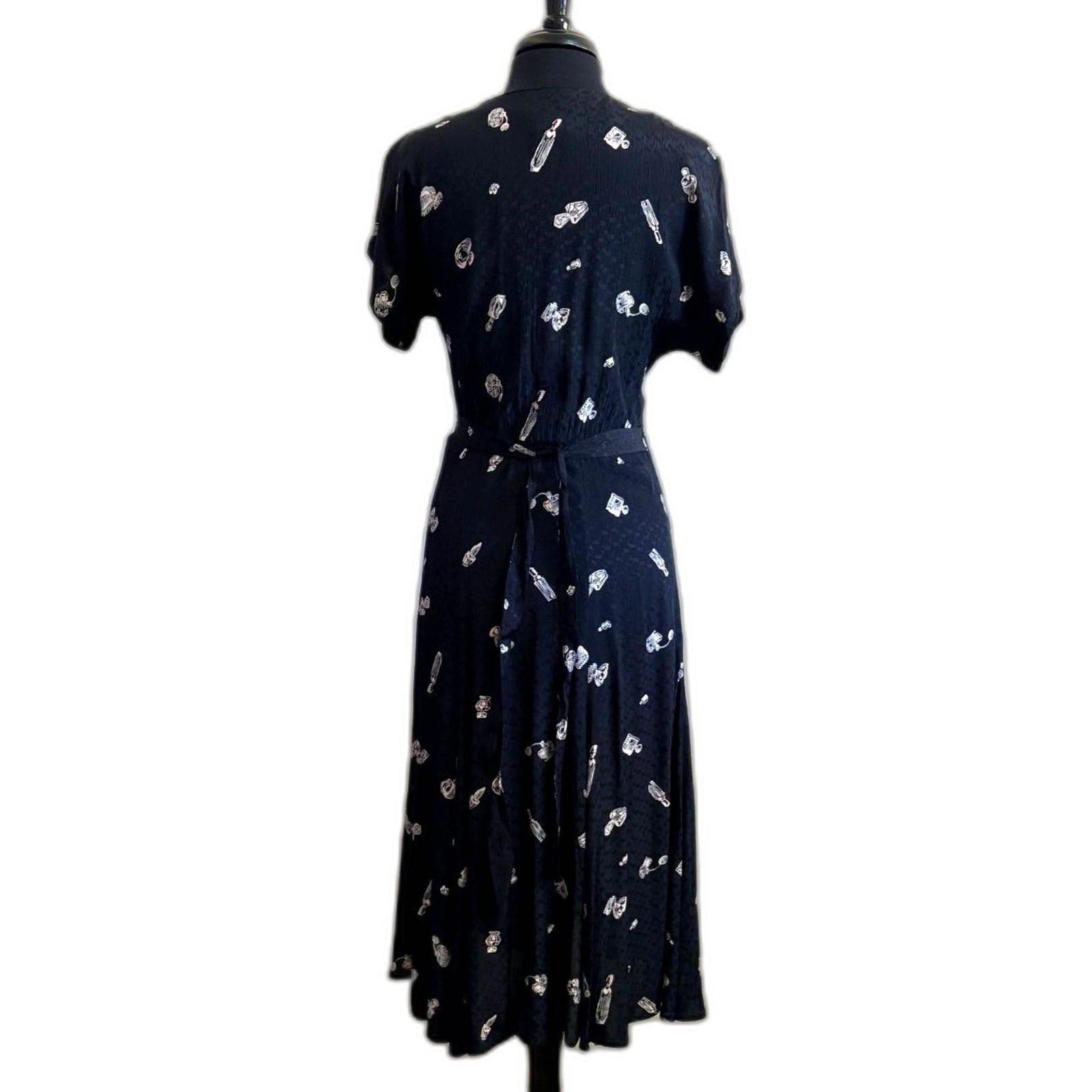 90s Midi Perfume Bottle Slinky Midi Dress Empire Waist US 4 Medium