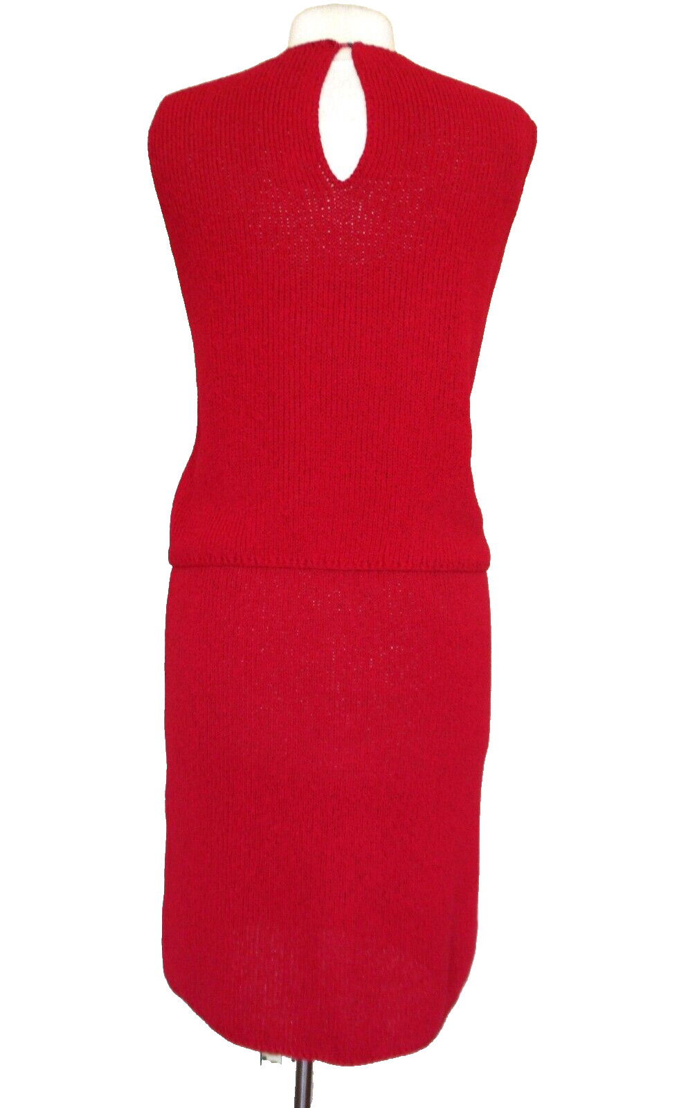 Vintage St John Knits 3 Piece Suit Red Wool Blend S/M Women Early 1970s