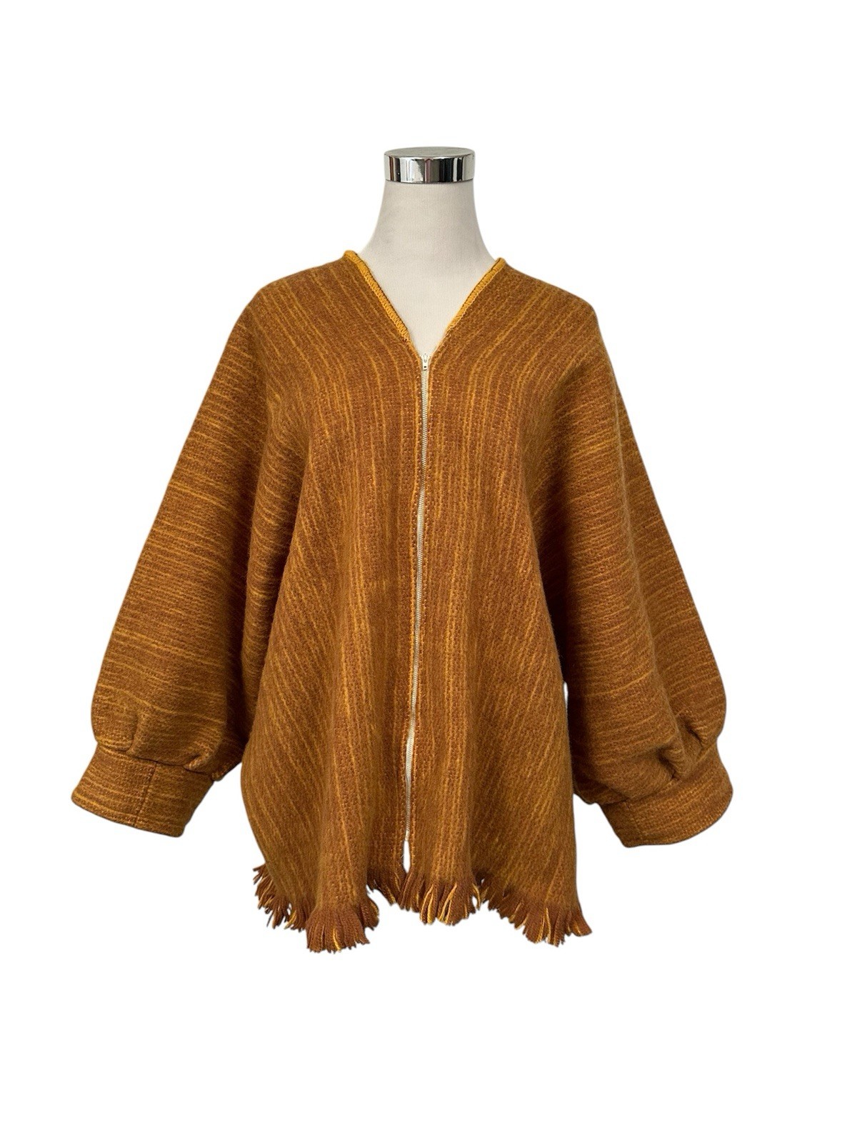 Vintage 1970’s Cape Coat Hippie Boho Mod Zipper Balloon Sleeves
