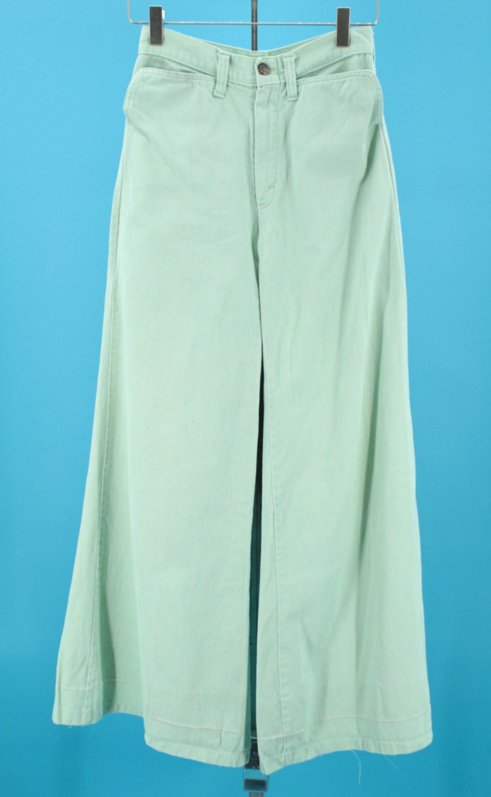 VTG Women’s 70s Mint Green Super Flare Bellbottoms Jeans XS / Sz 25″ 1970s