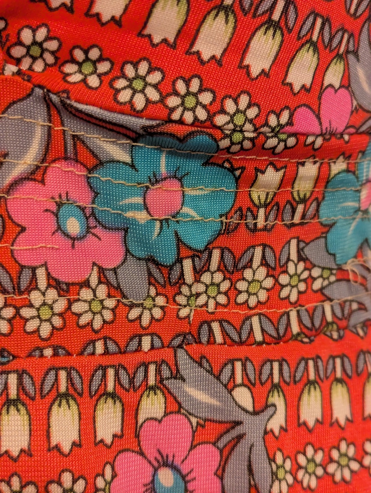 Vintage 1960s South Korean Psychedelic Floral Maxi Dress