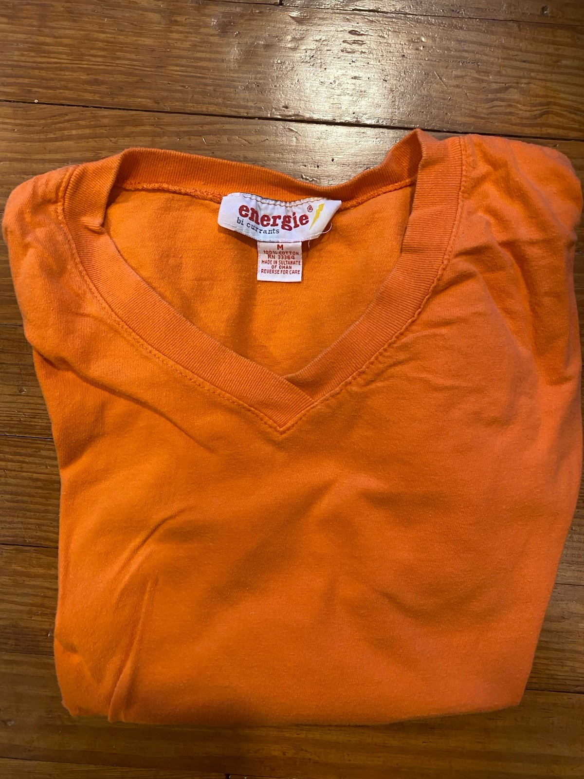 Vintage 80s Women’s energie bi currants Medium Orange Cropped Shirt