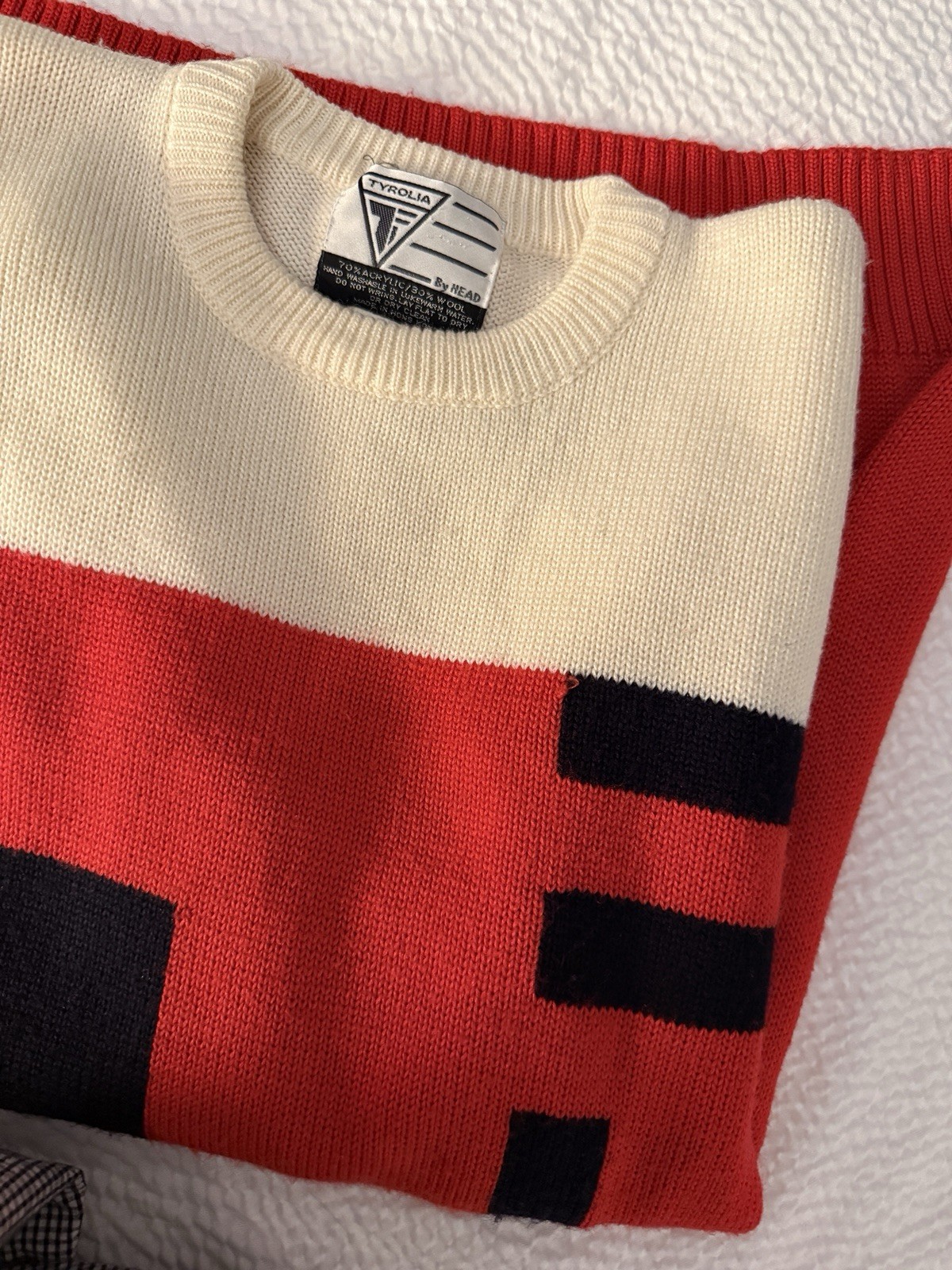 vtg 80s TYROLIA By Head Wool Bl Ski Sweater Pullover Crew Retro Womens Sz S