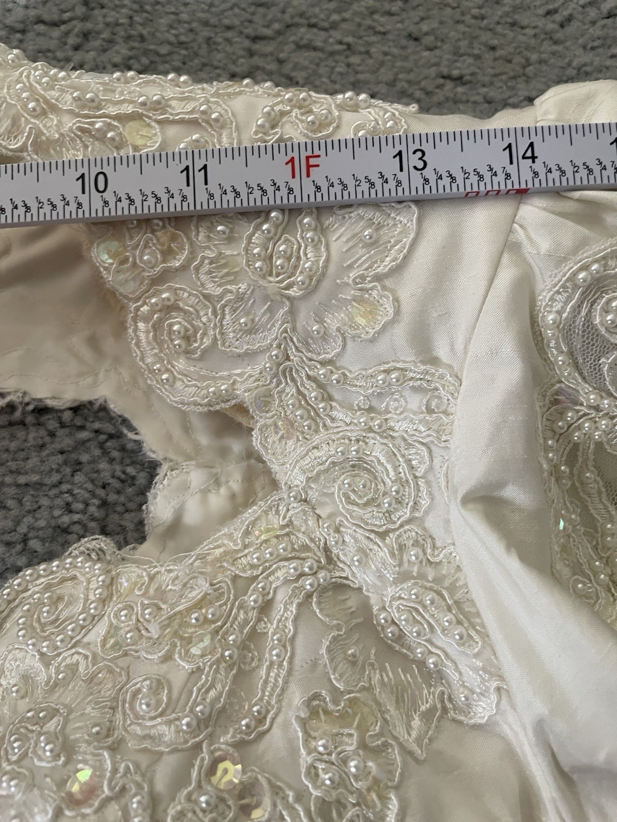 Vtg 80s Embellished Wedding Gown Sz 6 Ivory Floral Embroidery Removable Train