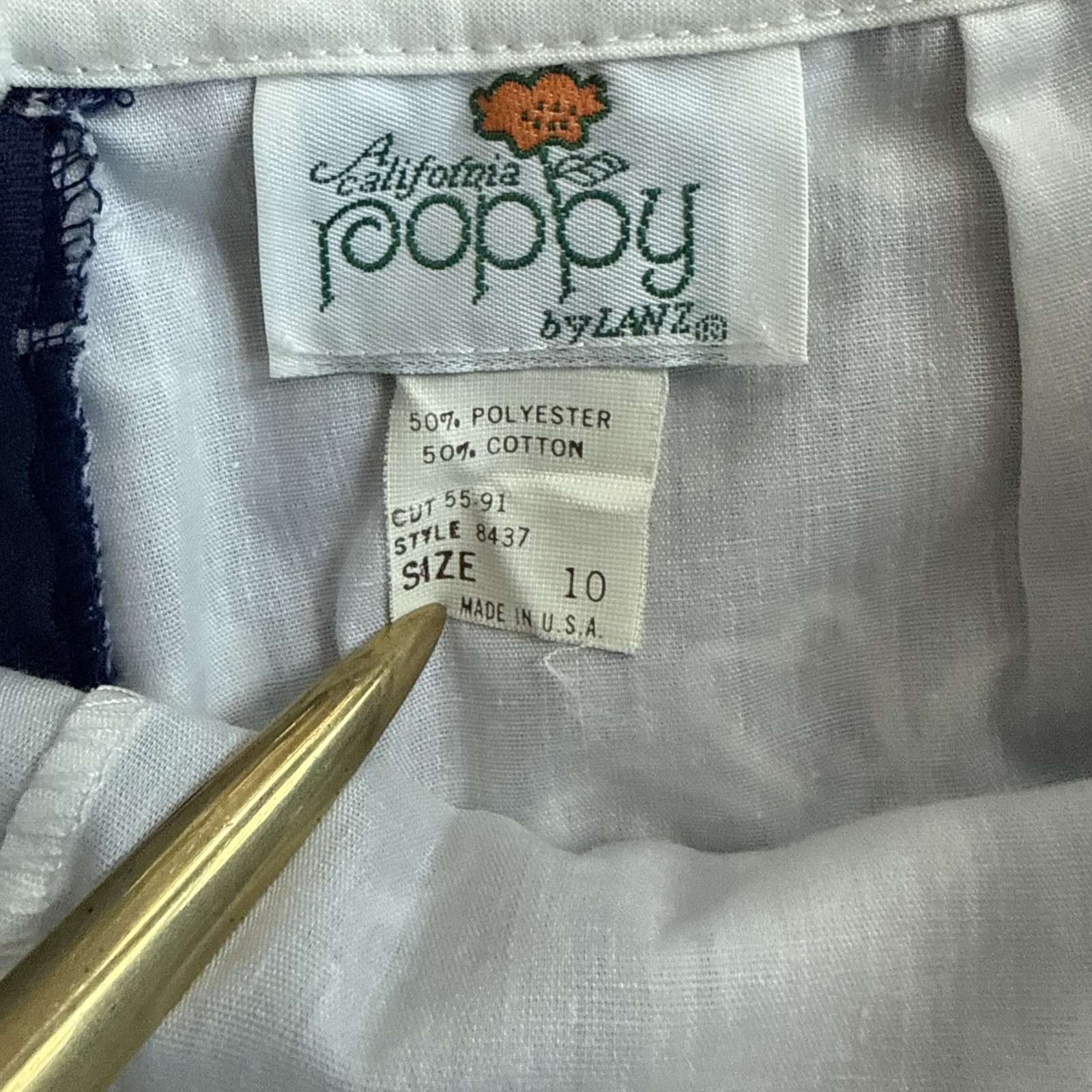 Vintage 70s California Poppy by Lanz Blue Floral Swim/Beach Shorts, Small