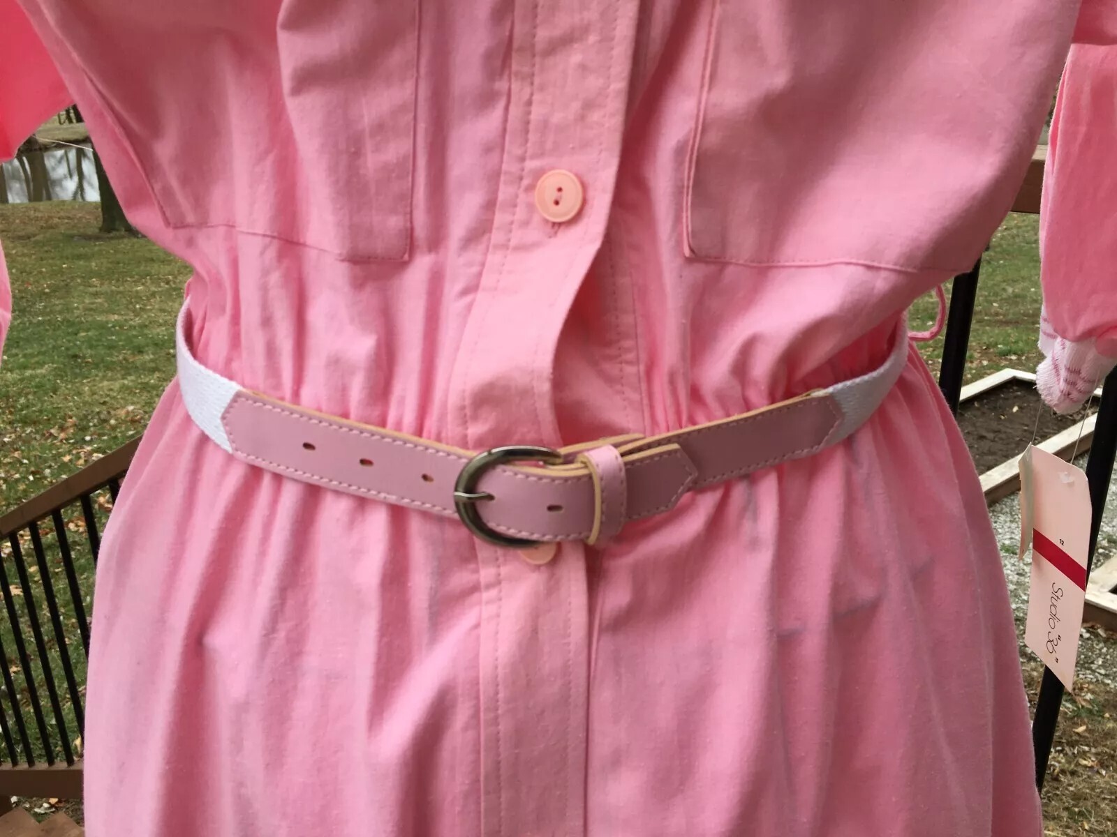 1960s Vintage Shirt Dress Rockabilly Swing Shirtwaist Pink Size 12 NWT