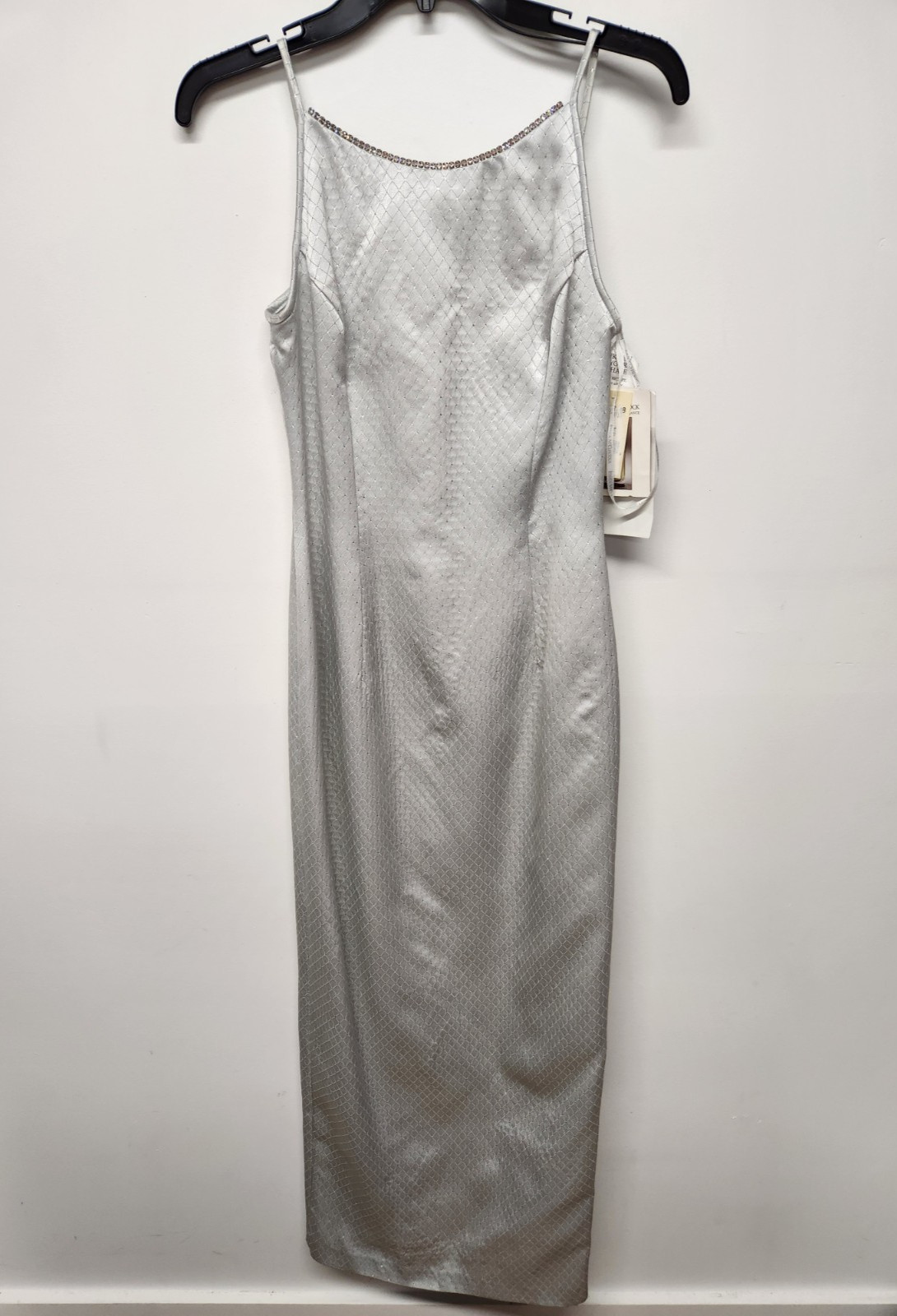 Vintage 90s/Y2K Jessica McClintock Women’s Maxi Silver Gray Gown Dress, Size 3/4