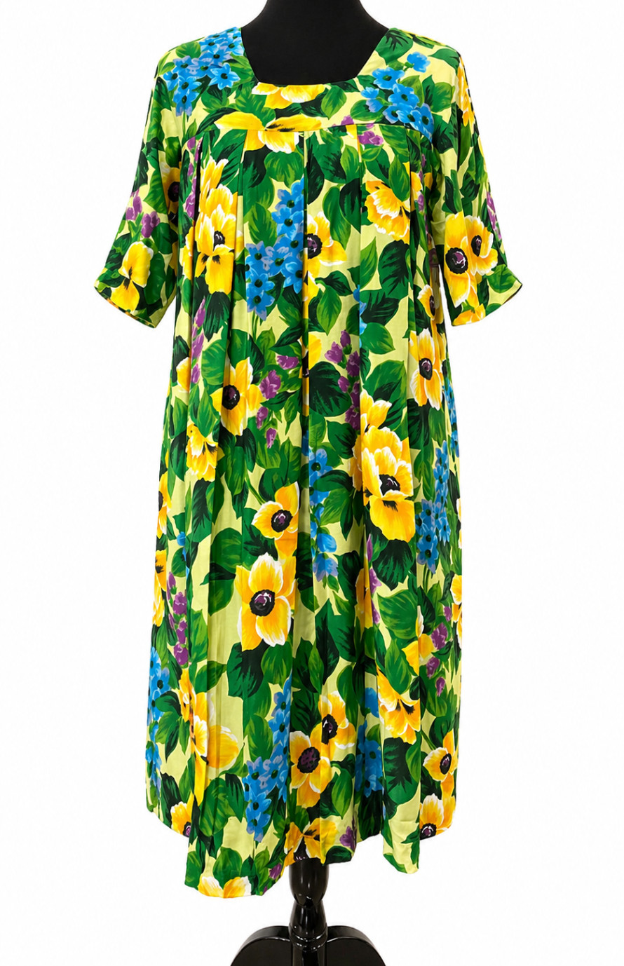 Vintage Sears Cottage Core Pleated House Dress Small Multicolor Floral Cotton