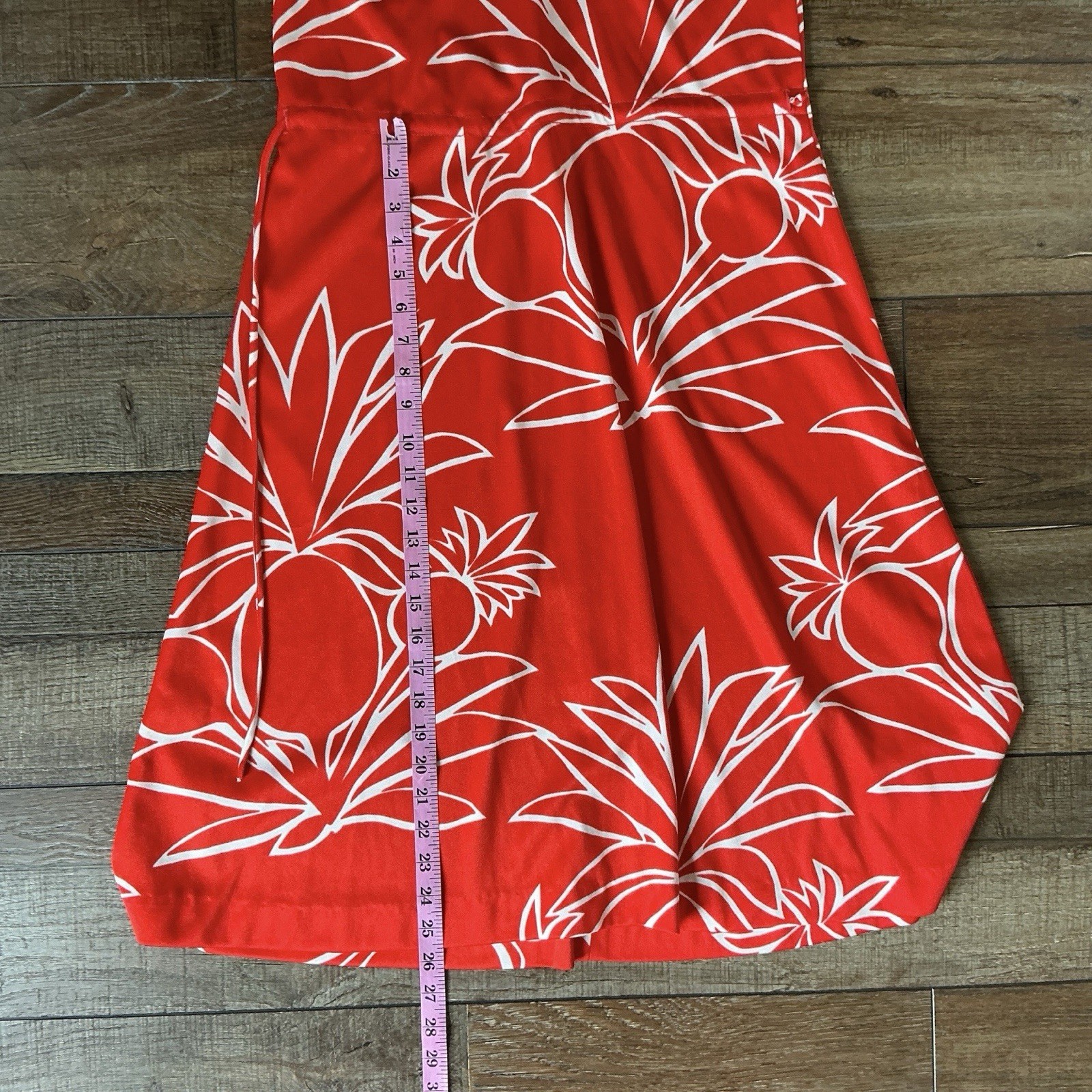 VINTAGE Patty O’Neil Red White Floral Hawaiian Dress Size 13 Cap Sleeve #7D6